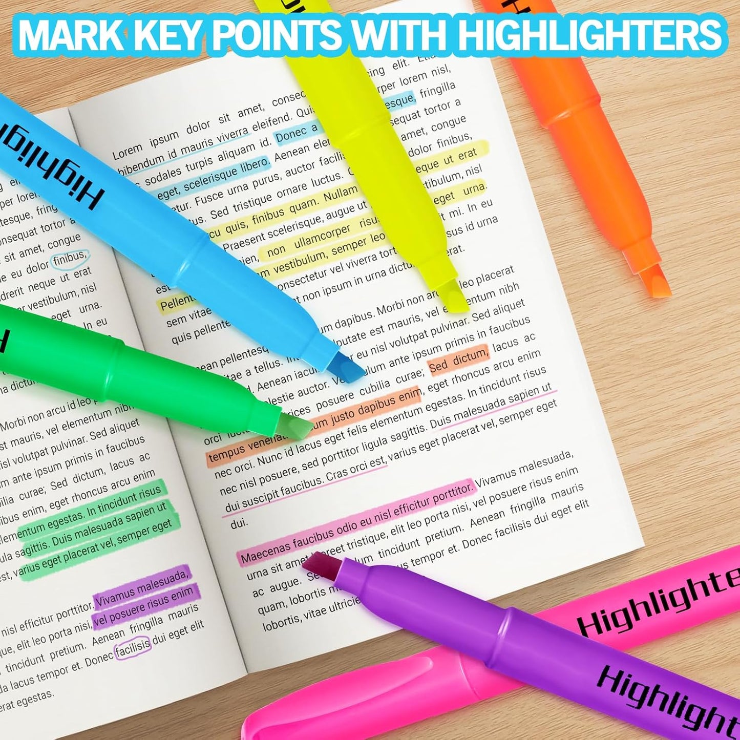 Duchong 360 Highlighters Bulk, Highlighters Assorted Colors for Adult Kids, Chisel Tip Dry-Quickly No Bleed Highlighter, Office Classroom Must Have, School Supplies for Teachers