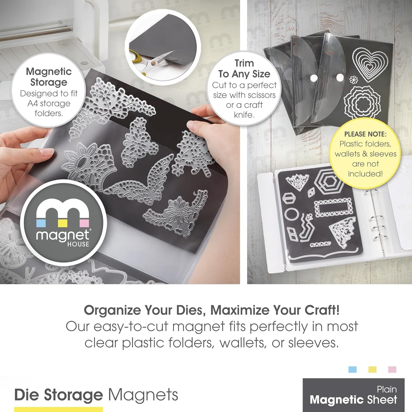 Magnetic Sheet, Tape and Strips with or Without Self-Adhesive Backing for Stickers | Die and Craft Storage | Flexible Rubber Magnet | 10 Sheets | 20mil or 30 mil Thick | 8.5” x 11”