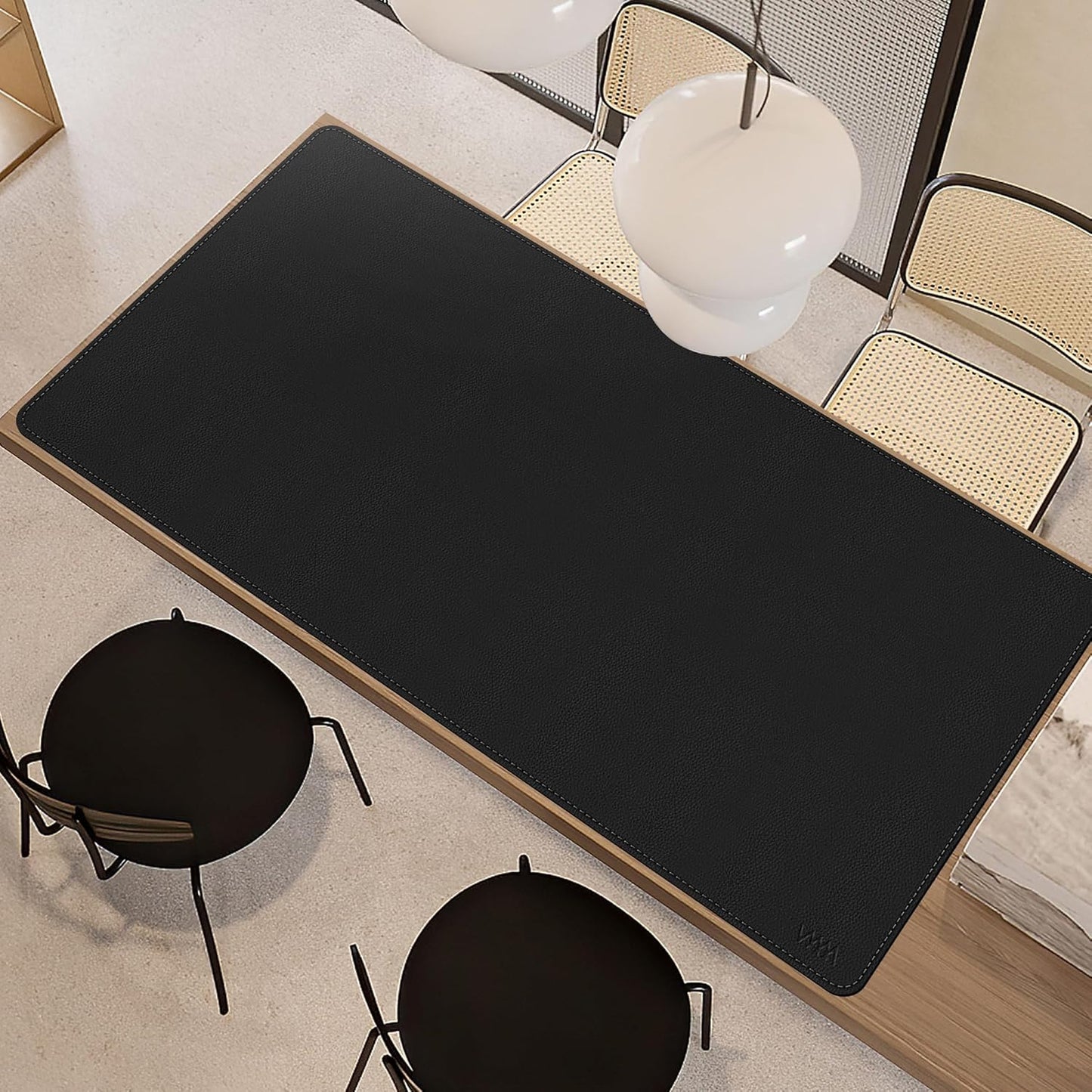 Vyaaa Leather Desk Mat, 63” x 31.5” Leather Desk Pad Protector, Waterproof Extra Large Desk Mat, Large Mouse Pad，Desk Mats on top of Desks for Home or Office (Black)