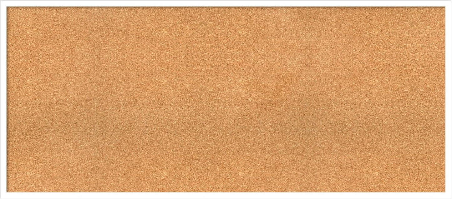 Amanti Art Natural Cork Board for Wall, 25x57 Vision Board with White Frame, Oversize Corkboard Office Decor for Home Organization, Modern Corkboard Pinboard to Display Items for Home Organization in