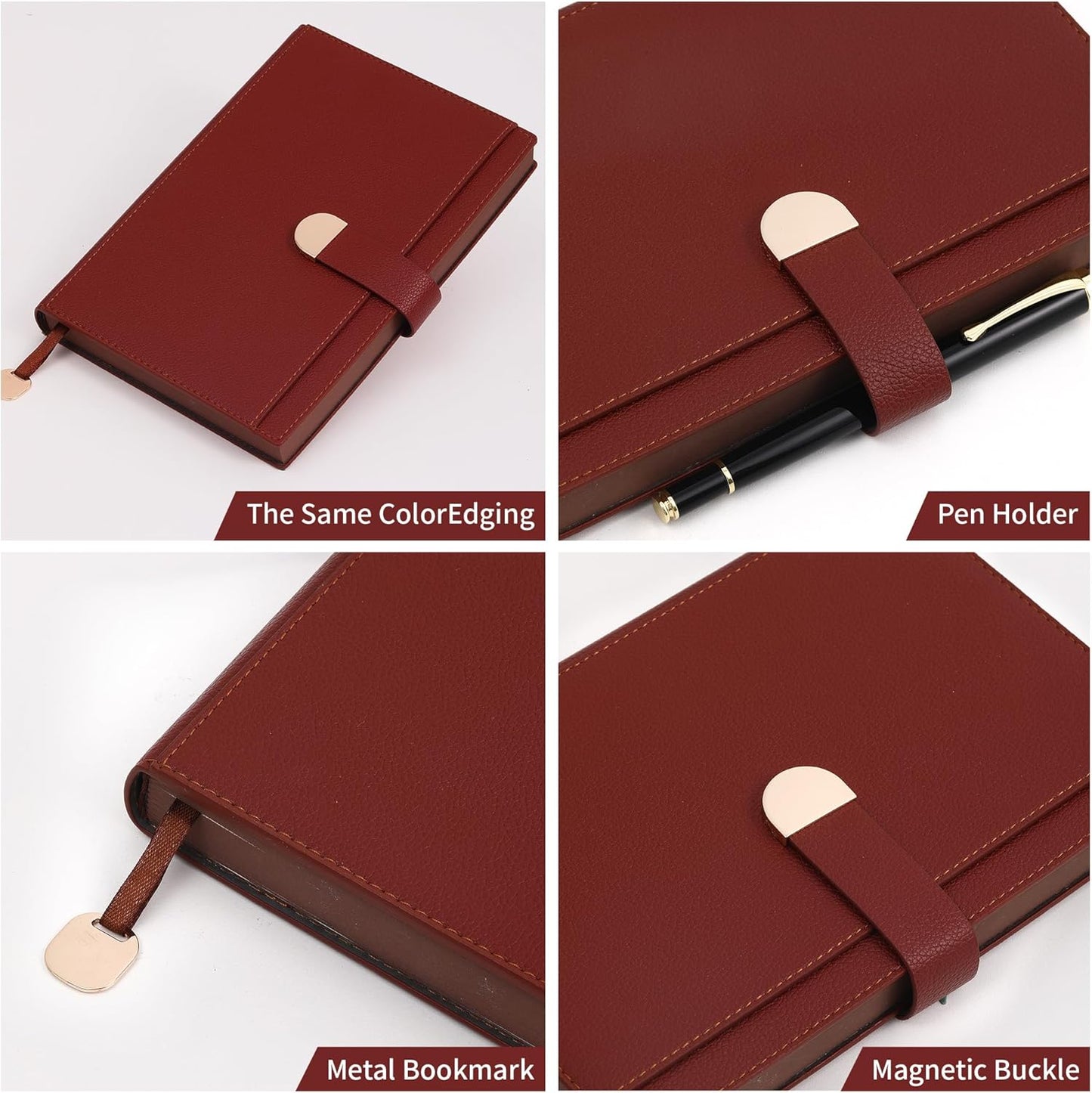 Textured Hardcover Lined Journal for Women Men Magnetic Buckle A5 Leather Journal Notebook with Gift Box 300 Pages 67 lb./100 gsm Paper College Ruled Journaling Notebook for Writing Work School Daily Diary