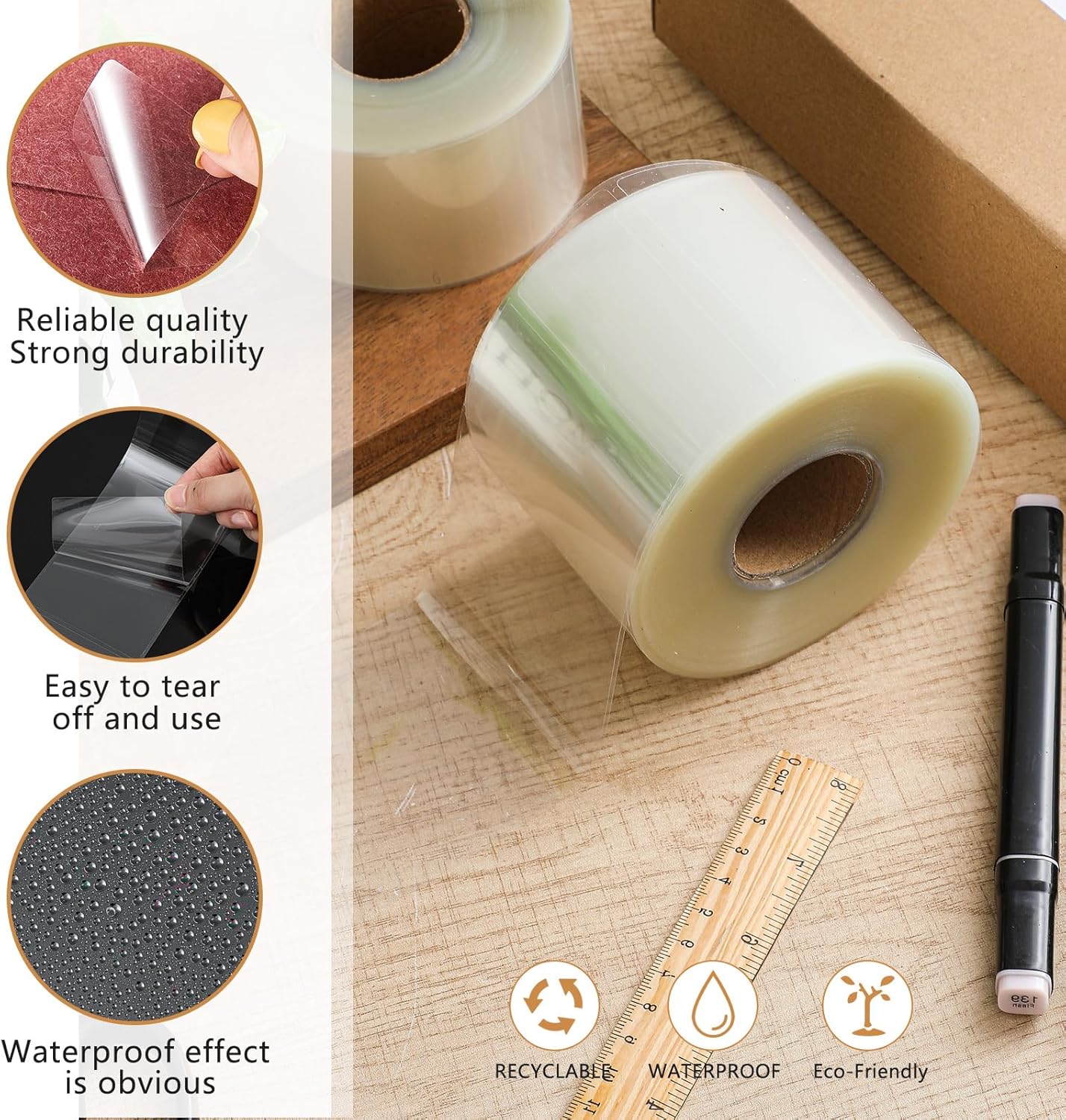 Zonon 750 Pcs Clear Labels Label Protector Clear Stickers Wafer Seals Waterproof Labels for Protecting Barcodes, Numbers and Stickers (4 x 2 Inch,Rectangle)