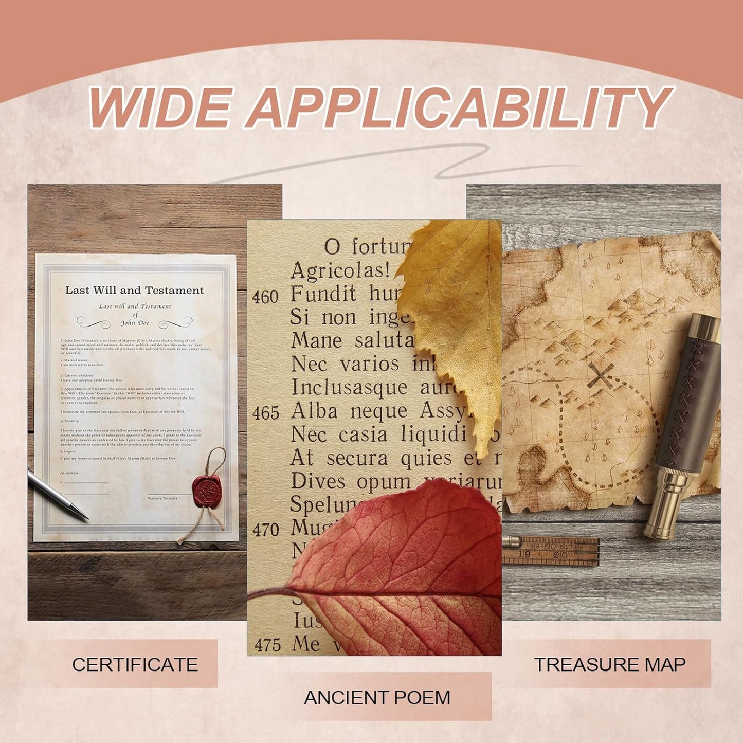 MECCANIXITY 24 Packs Vintage Cotton Paper Printer Paper Printer Edge White Brown Gradient Classic for Letter Writing, Invitations, Wedding-8 x 11 Inch