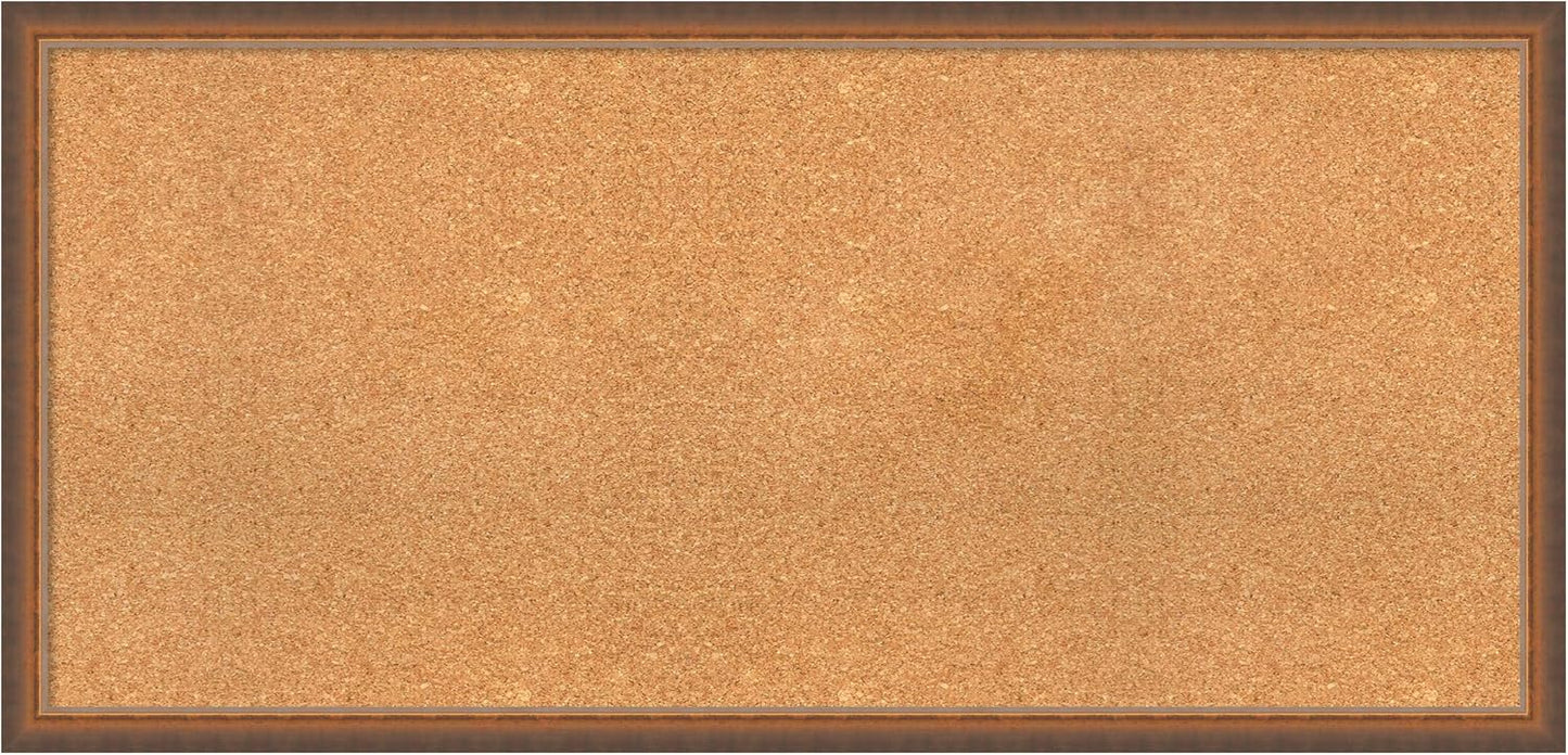 Amanti Art Natural Cork Board for Wall, 22x46 Vision Board with Bronze Frame, Oversize Corkboard Office Decor for Home Organization, Modern Corkboard Pinboard to Display Items for Home Organization