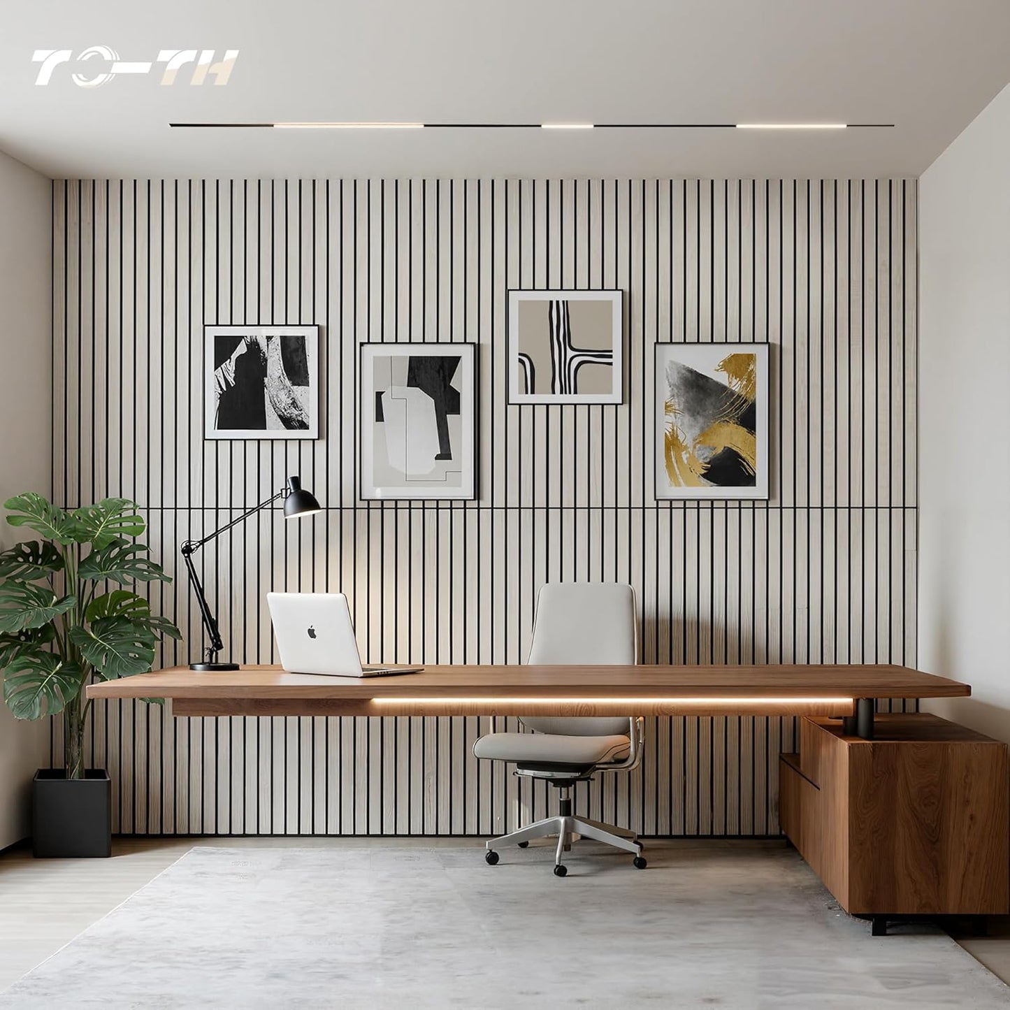 TO-TH Wood-Look Acoustic Wall Panels, 10 Pack 47.2” x 23.6” Acoustic Panels, Decorative Sound Absorbers Sound Dampening Panels for Home, Office, Basement, Natural Oak