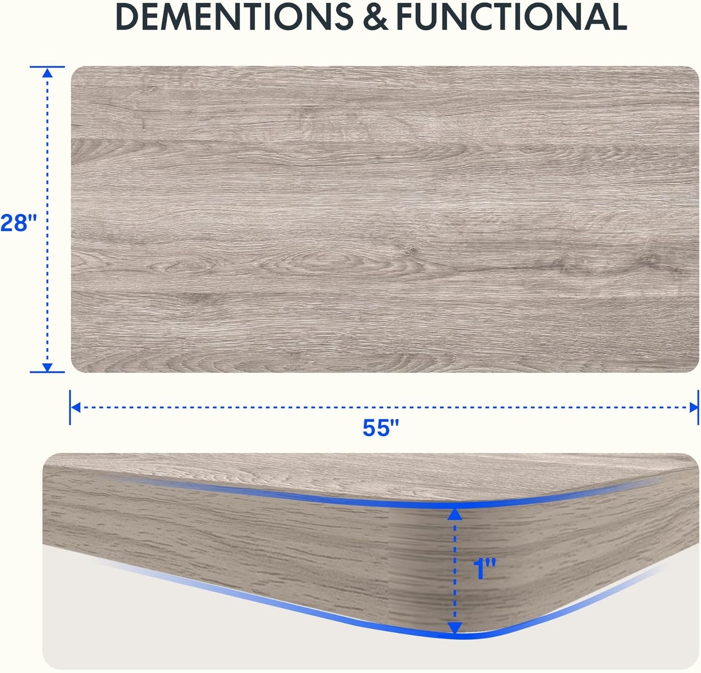 FLEXISPOT EN1 One-Piece Standing Desk 55 x 28 Inches Stand Up Desk Workstation Home Office Computer (White Frame + Gray Wood Top, 2 Packages)