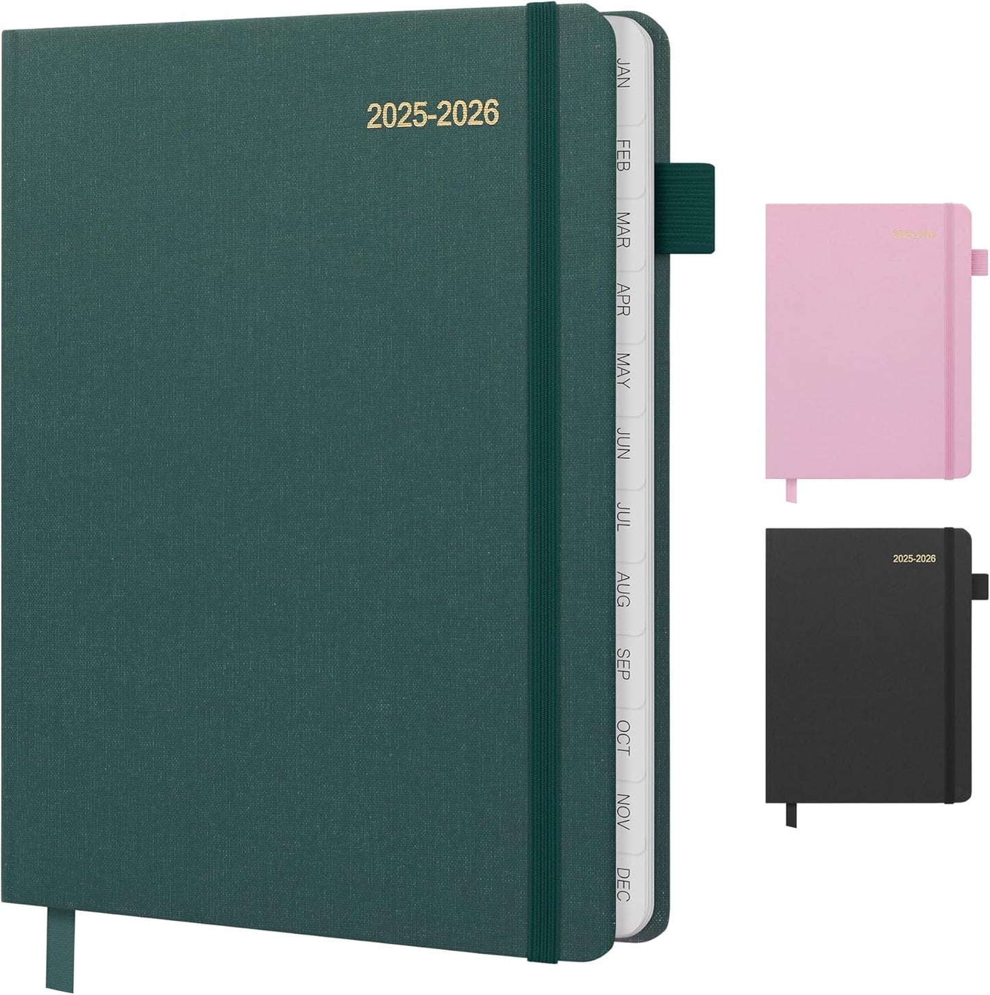 Planner 2025-2026, Academic Linen 2025-2026 Monthly Planner July 2025 to June 2026, Weekly & Daily Organizer with Tabs, Note Pages, Hardcover 5.65" x 8.15"- Ideal for School, Work & Productivity-Green
