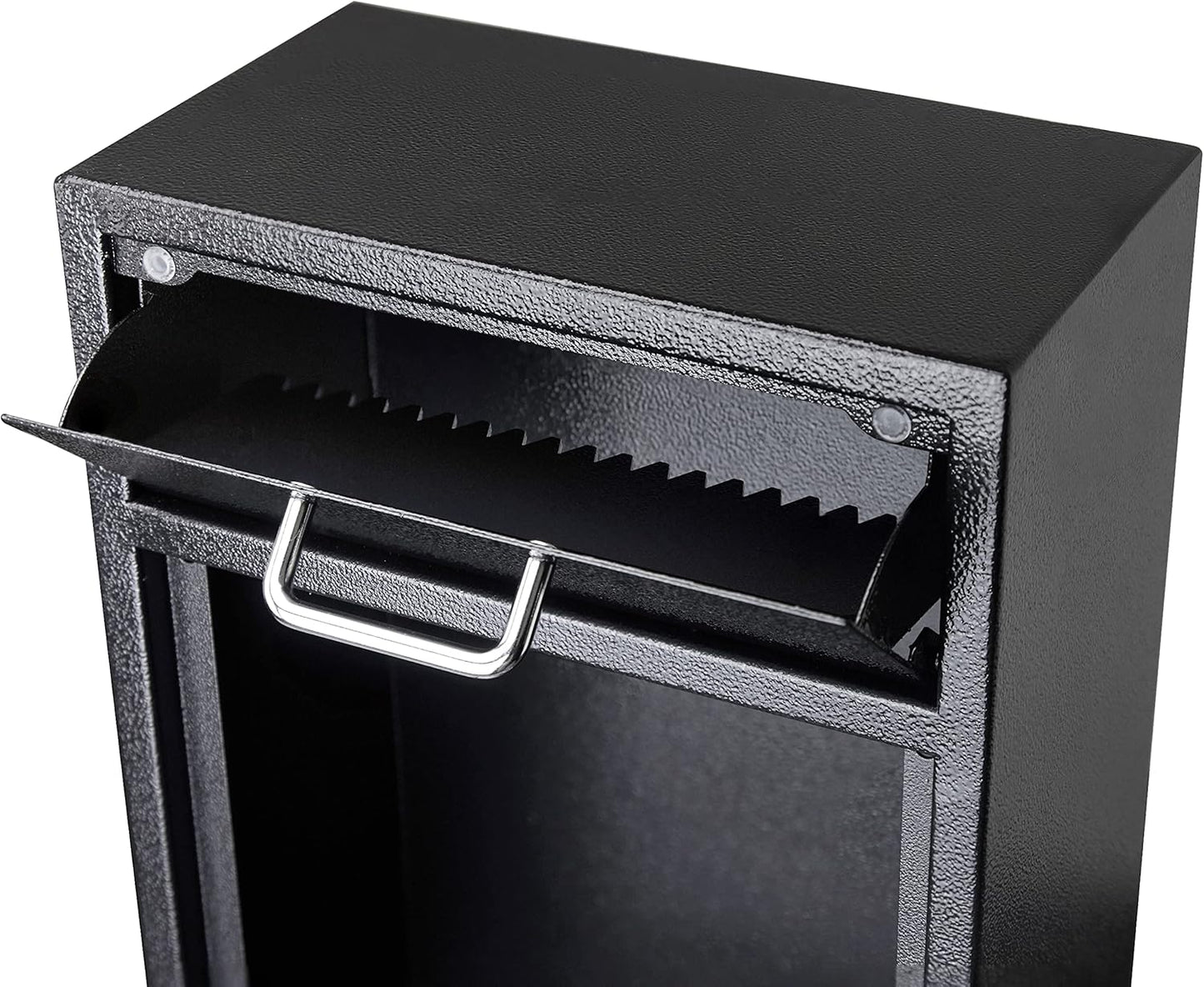 Locking Wall Mailbox Drop Safe for Business - 1.2mm Heavy Duty Lock Box with Code - Vertical Tamper Proof Lock Box for Night Key, Deposit Collection, Cash (8.6'' x 4.75'' x 14.25'')