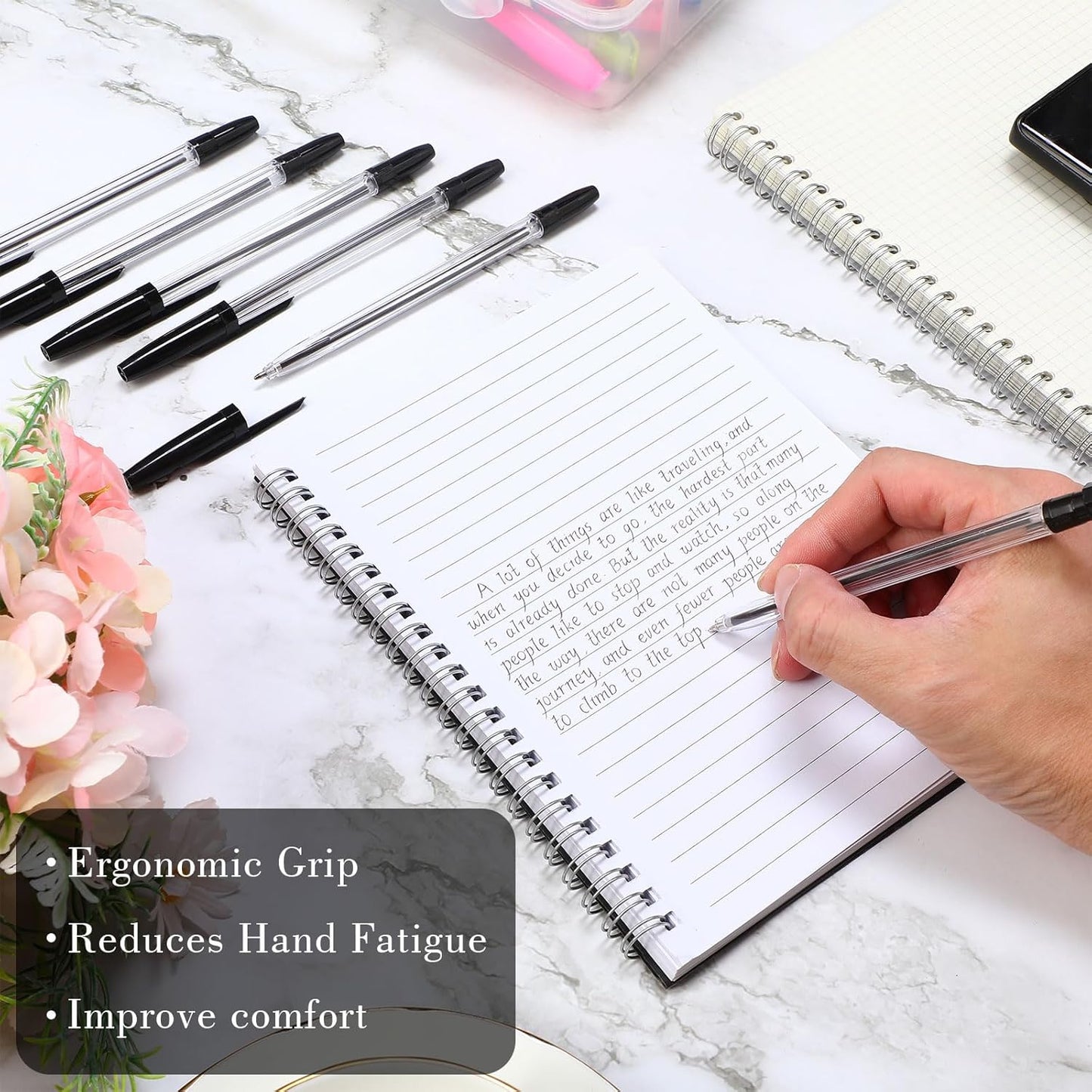 200 Pieces Ballpoint Pens Bulk Black Ink, 1.0mm Medium Point, Bullet Tip Smooth Writing Pens for Office, Business, Server, School Supplies