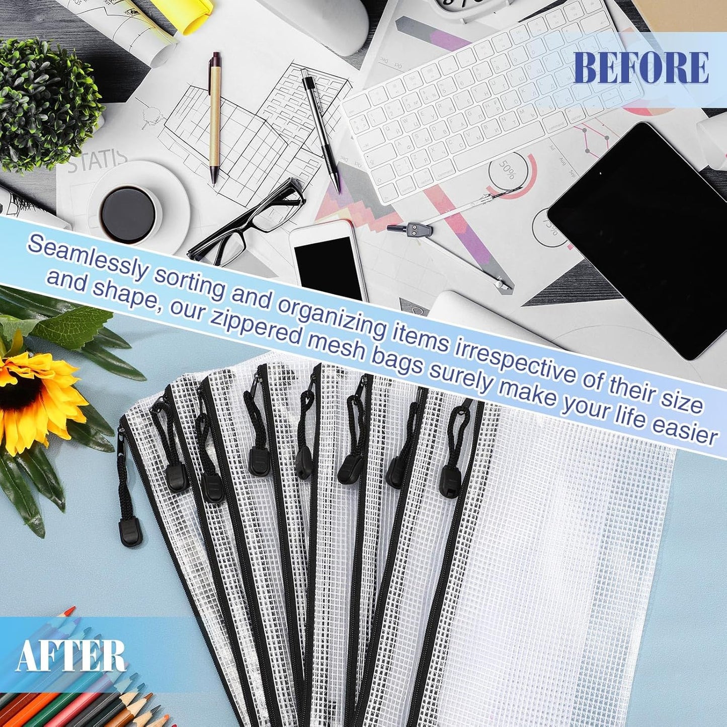 Jetec 32 Pcs Mesh Zipper Bags Toy Storage Bikini Organizer Bag Bolsas Para Guardar Trajes De Baño Waterproof Zipper Reusable Pouch Puzzle Multipurpose for Storage Office(Black,9.5 x 4.5 Inch)