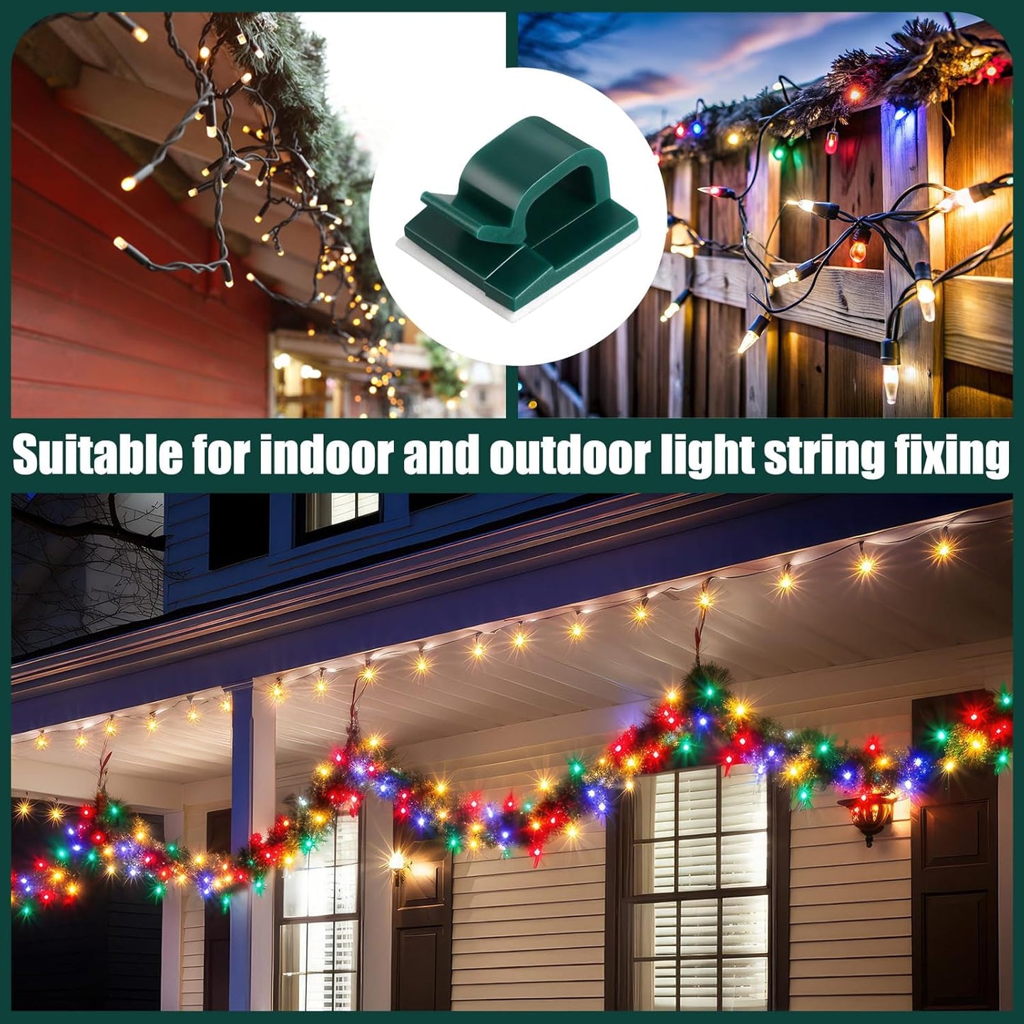 Blulu 100 Pcs Adhesive Cable Clips Bulk Wire Holder for Cord Organizer Clips Cable Management Outdoor Light Hooks for Christmas Wall String Lights Fairy Lights