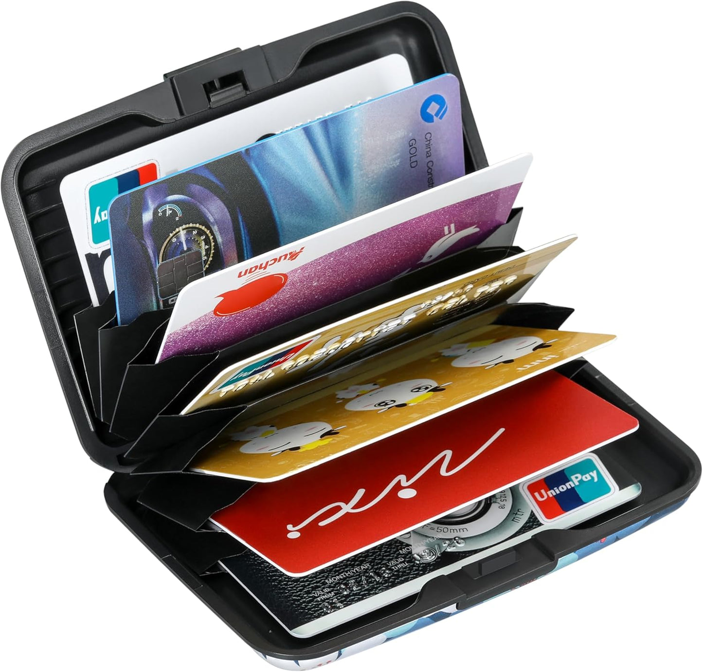 ELFISH Mini RFID Aluminum Wallet Credit Cards Holder Business Card Case Metal ID Case for Men Women(Cherry Blossoms)