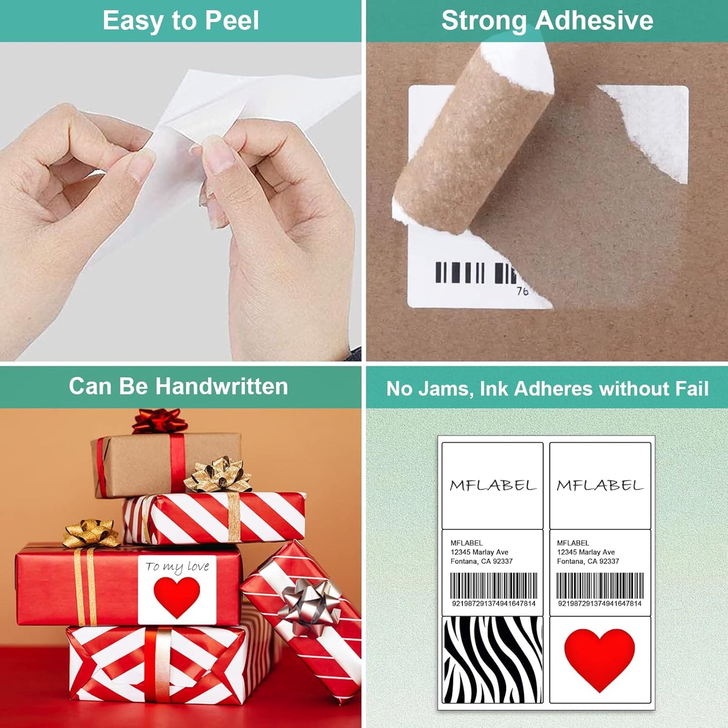 MFLABEL 3-1/3" x 4" Shipping Address Labels, FBA Labels, 6-UP Sticker Labels, White Shipping Labels, Easy to Peel, Address Labels for Laser/Ink Jet Printer, 6 Per Page (1500 Labels, 250 Sheets)