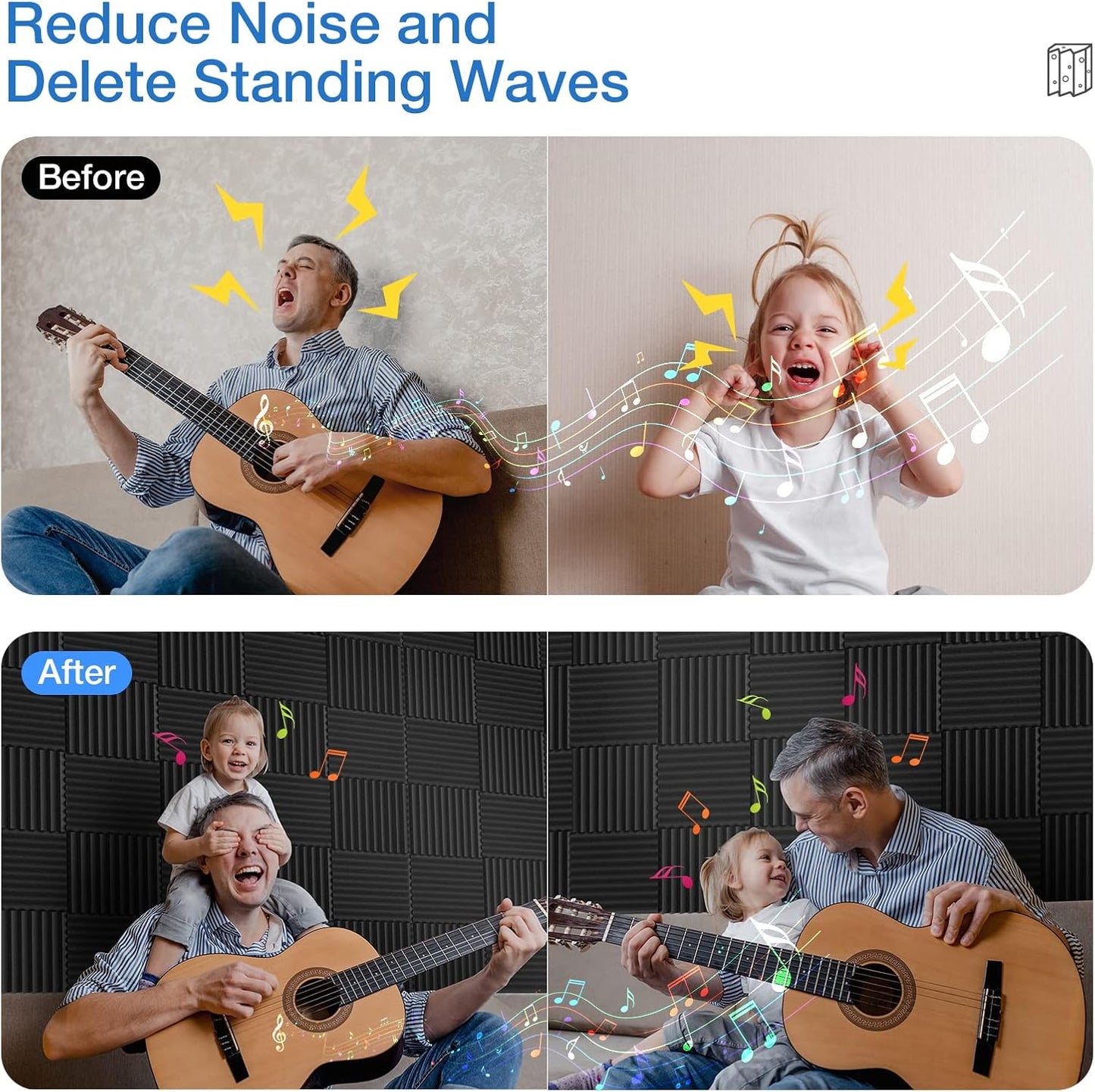 12 Pack Sound Proof Foam Panels for Walls,Self-Adhesive Foam Acoustic Panels Sound Absorbing,High Density Quick-Recovery Soundproof Wall Panels 12" X 12" X 1"-Red