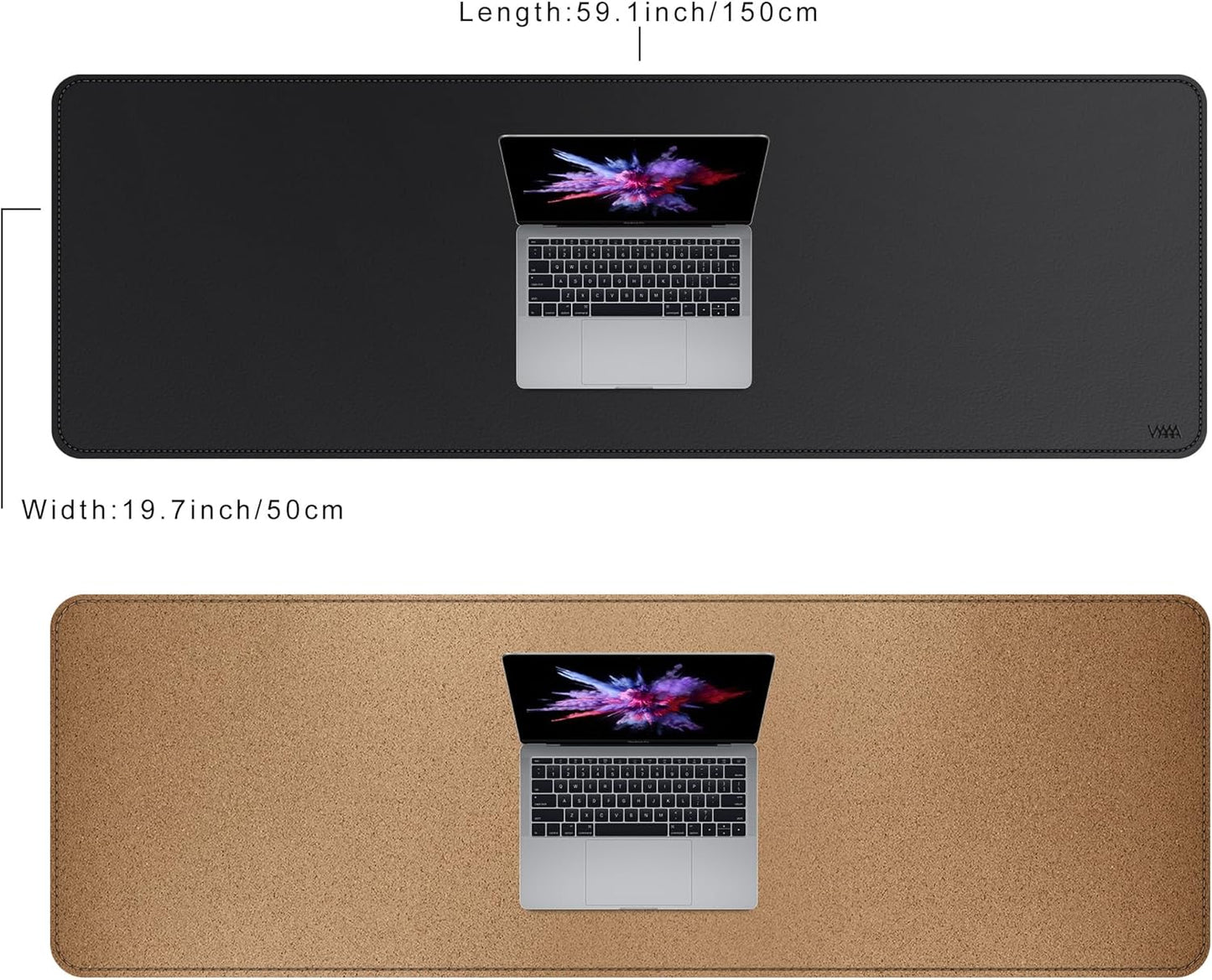 VYAAA Cork & Leather Desk Mat, 59"×19.6" Large Mouse Pad, Desktop Protector for Desk, Multifunctional Keyboard Mouse Pad for Home or Office (Black)