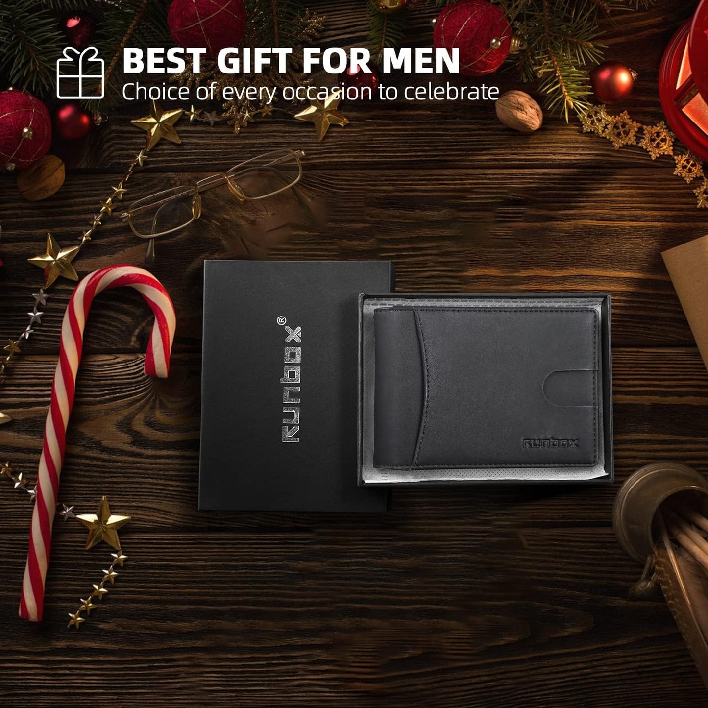 Slim Wallet for Men Genuine Leather RFID Blocking Bifold Minimalist Front Pocket Mens Wallet with Money Clip Thin Gift Box