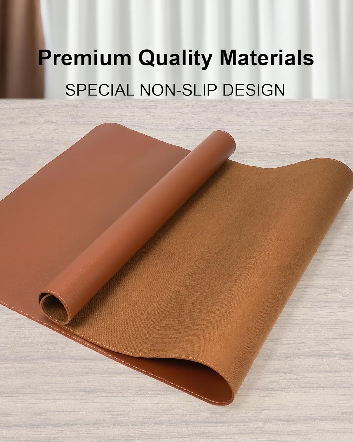 Non-Slip Desk Pad,Mouse Pad,Waterproof PVC Leather Desk Table Protector,Non-Slip PU Leather Desk Blotter, Easy Clean Laptop Desk Writing Mat for Office Work/Home/Decor(Brown, 23.6" x 13.7")