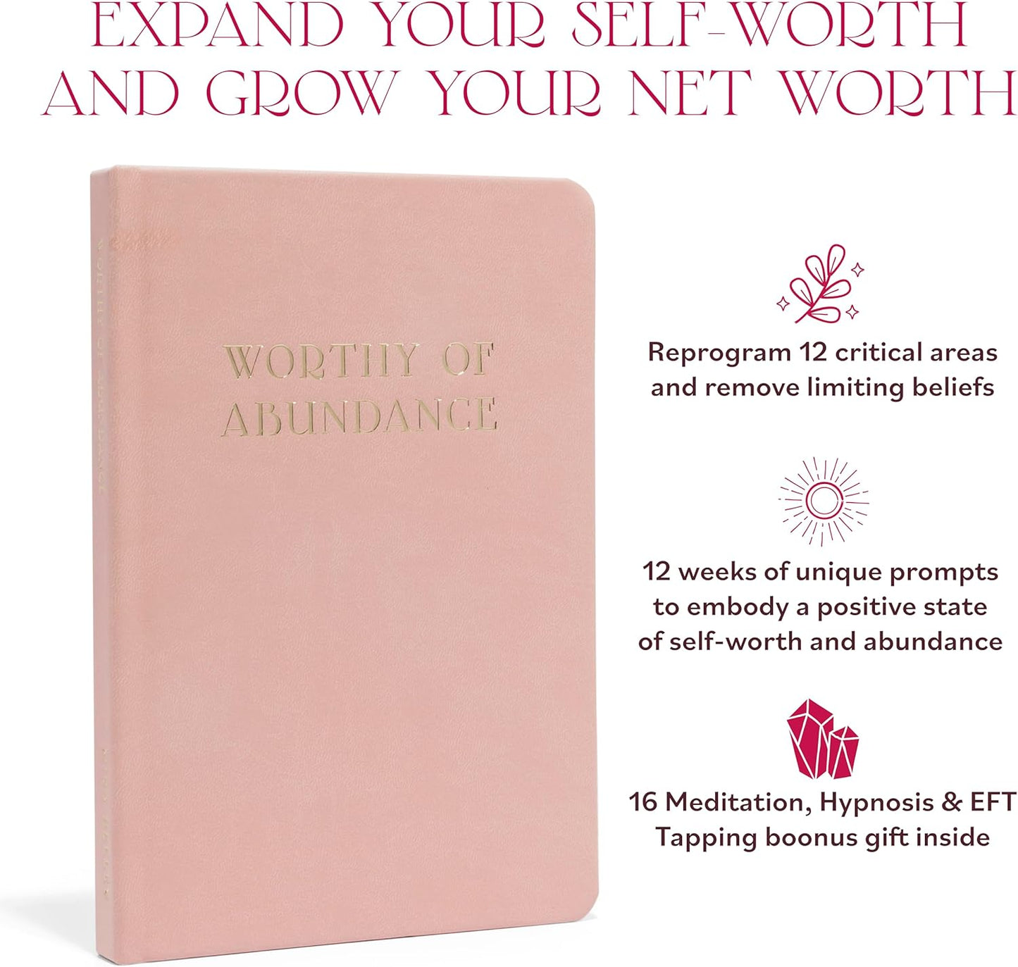 Manifestation Journal - Worthy of Abundance - Manifest Rich Life, Develop Millionaire Money Mindset - Daily Guided Gratitude Luxury Miracle Planner with Prompts for Women & Men Gift