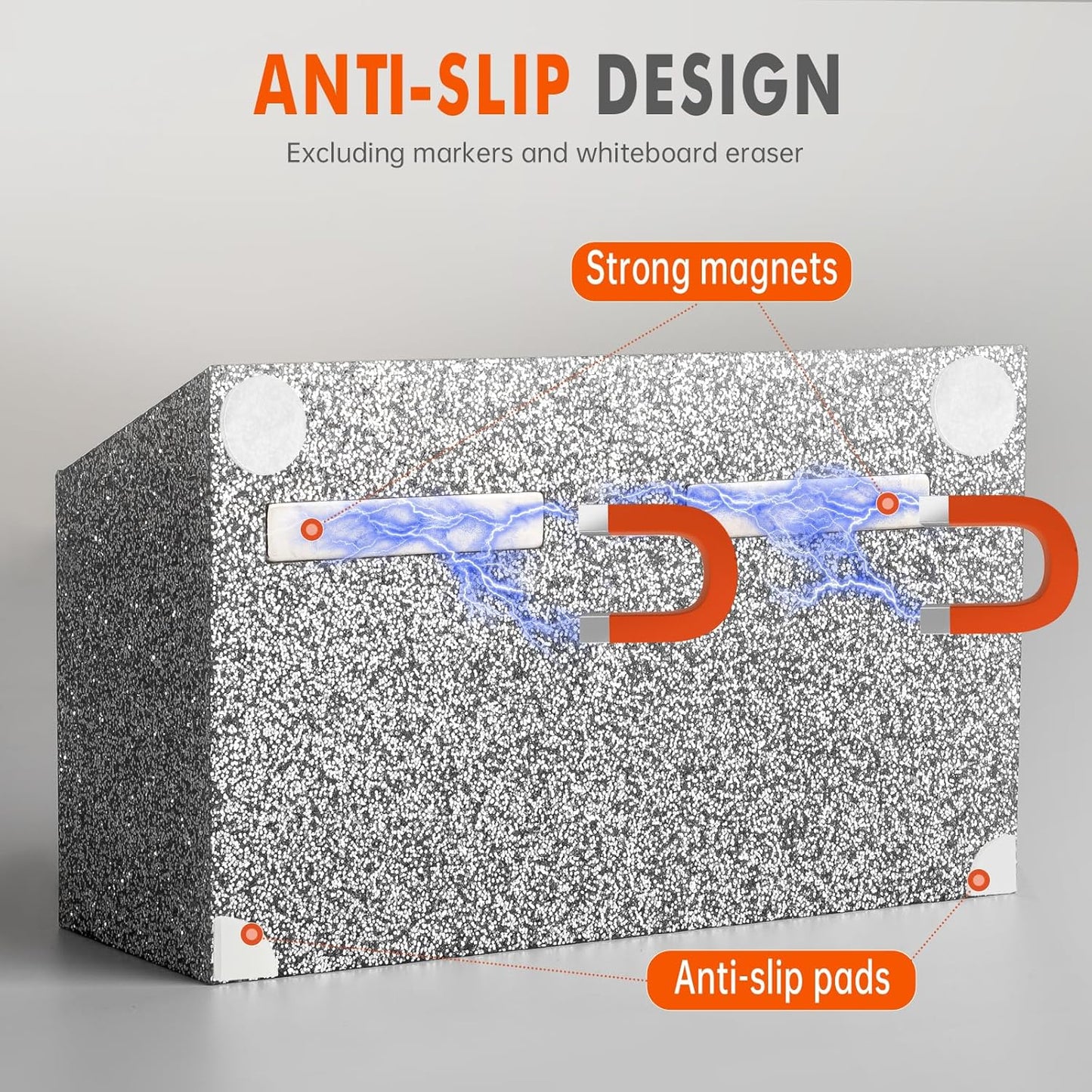 BEYGORM Magnetic Dry Erase Marker Holder for Whiteboard,Non-slip Acrylic Magnet Pen Holder for Fridge Refrigerator,Locker Organizer for Work,Locker Accessories,Pencil Cup for Desk(Silver)