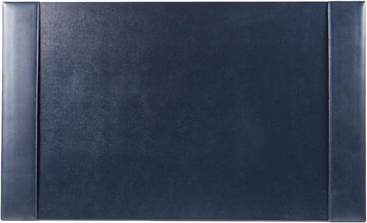 DACASSO Bonded Leather Desk Pad with Side Rails - Luxury Leather Desk Blotter for Writing (30 x 18, Navy Blue)