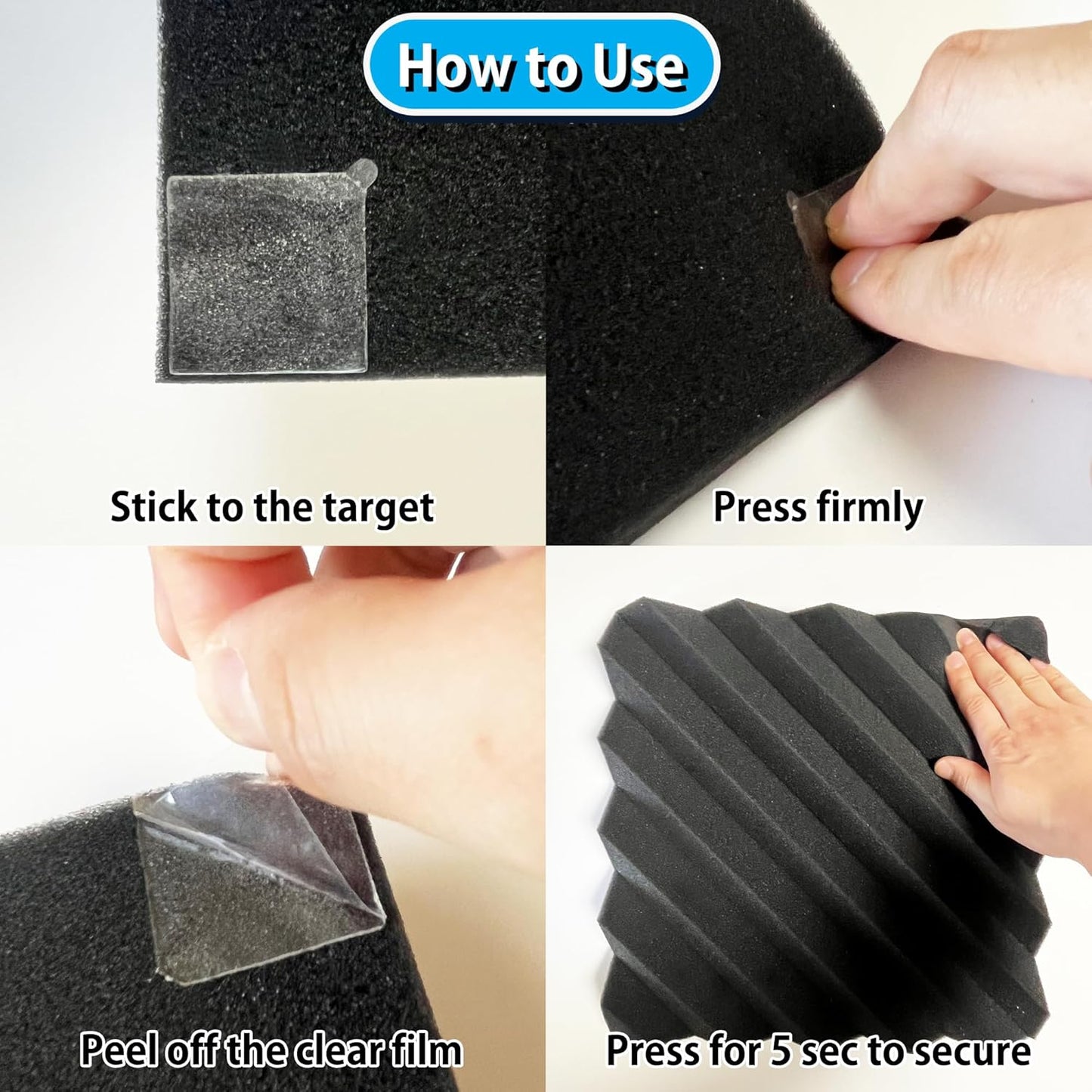 300 Pack Mini Ear Double-Sided Mounting Tape Square Heavy Duty Adhesive for Sound Proof Foam Panels, Wall Decor, Wall Art, Easy to Peel and No Residue