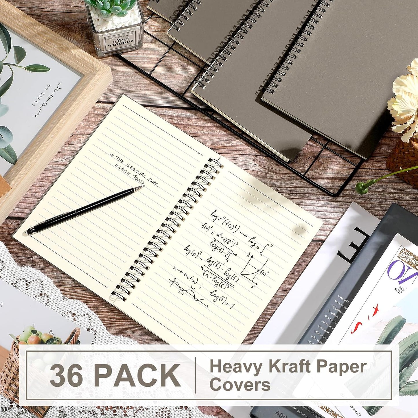 Yahenda Spiral Notebook Bulk A5 Journal Lined 8.3'' x 5.5'' Writing Composition Paper Small Notepad Subject Notebook for Students Office Business Back to School Supplies(Dark Gray,36 Pcs)