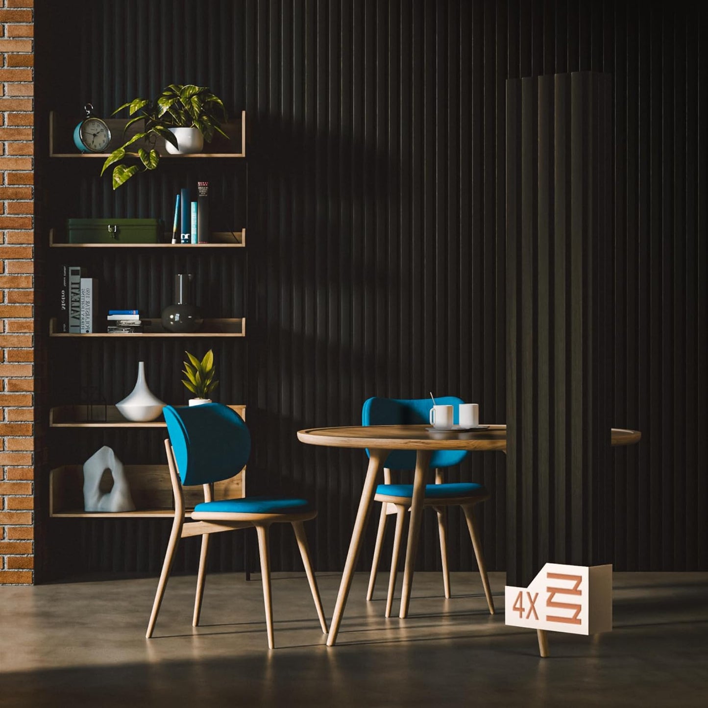 Not Just Sleek - These Wood Panels Eat Echo for Breakfast | African Ebony Wood Slat Acoustic Panels – 4PCS (94.5" x 7.9") | Sound-dampening Wall & Ceiling Panels for Stylish Noise Reduction & Décor