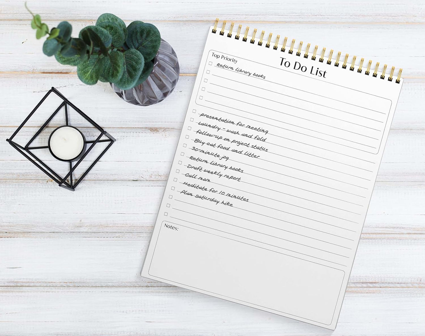 Better Office Products To Do List Notepad, 8.5" x 11", Planning Note Pad, 50 Sheets, Double Wire Spiral, Daily Agenda Productivity Checklist Organizer,(1 Pack)