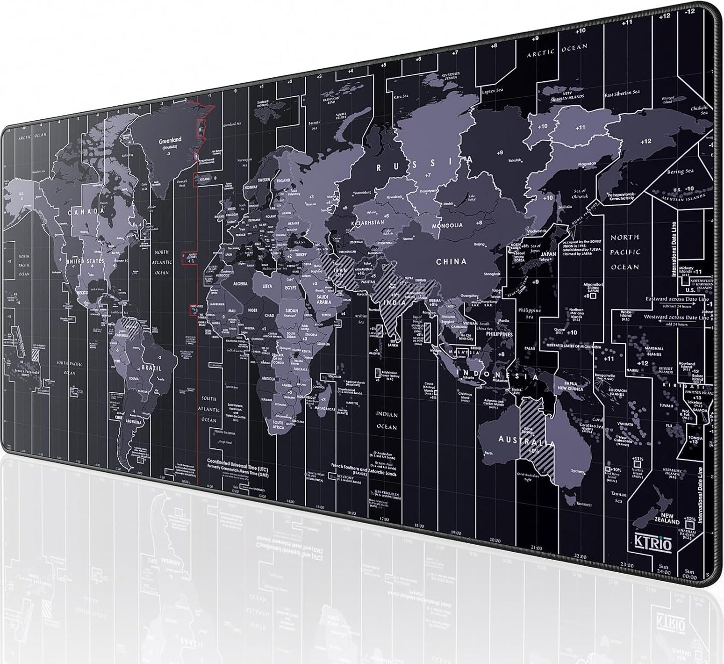 KTRIO Large Gaming Mouse Pad with Stitched Edges, Extended Mousepad with Superior Micro-Weave Cloth, Non-Slip Base, Water Resist Keyboard Pad, Desk Mat for Gamer, Office & Home, 31.5x15.7in, World Map