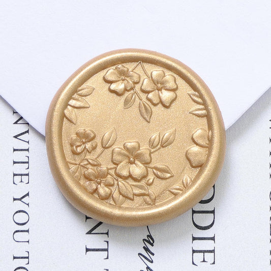 UNIQOOO Wax Seal Stickers - 3D Begonia Wedding Invitation Envelope Botanical Seal Stickers, 50 Pcs Self- Adhesive Light Gold Stickers, Perfect for Invitation, Christmas, Gift Wrapping, Party