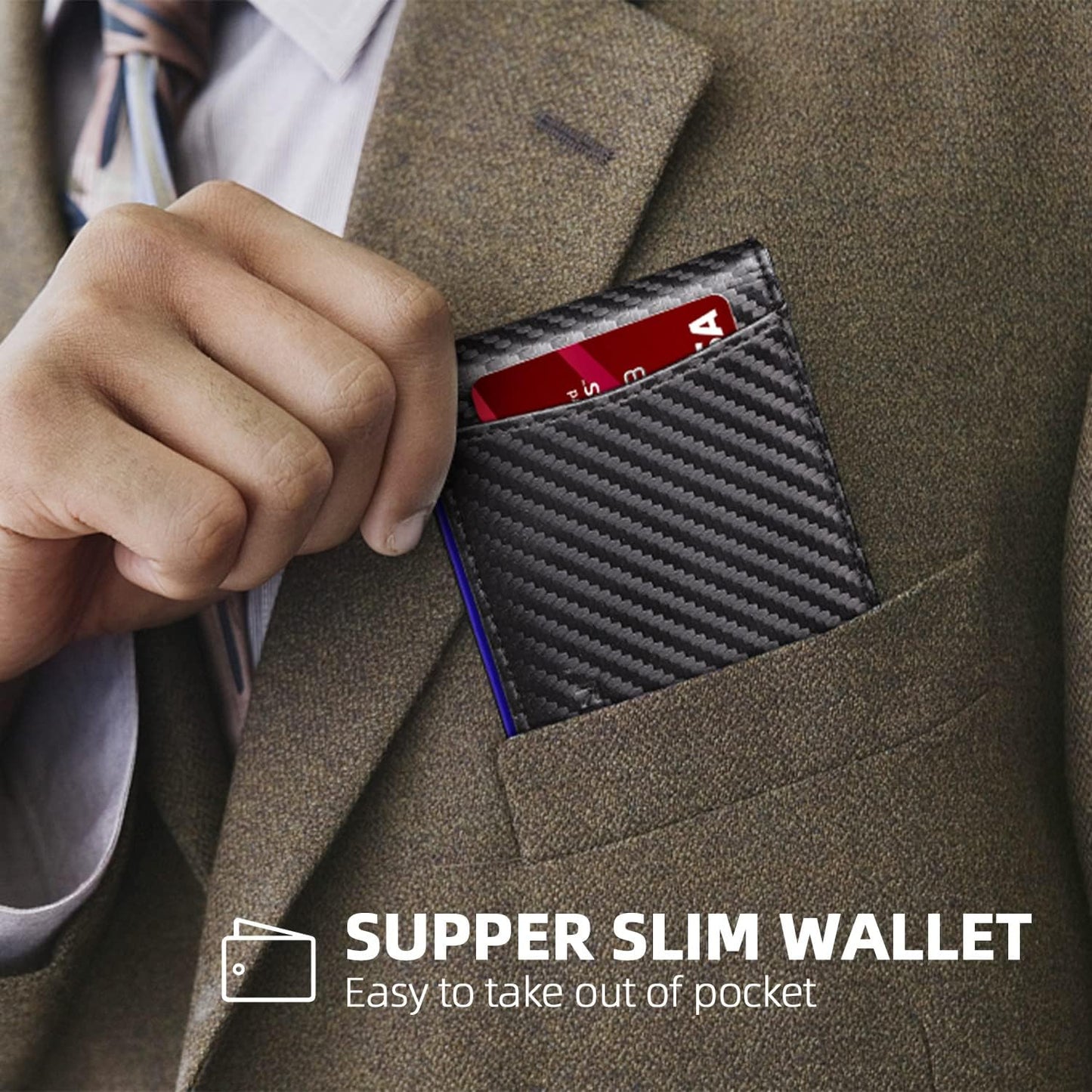 Slim Wallet for Men Genuine Leather RFID Blocking Bifold Minimalist Front Pocket Mens Wallet with Money Clip Thin Gift Box