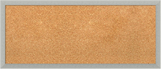 Amanti Art Natural Cork Board for Wall, 14x32 Vision Board with Silver Wood Frame, Medium Corkboard Office Decor for Home Organization, Casual Corkboard Pinboard to display items for home organization