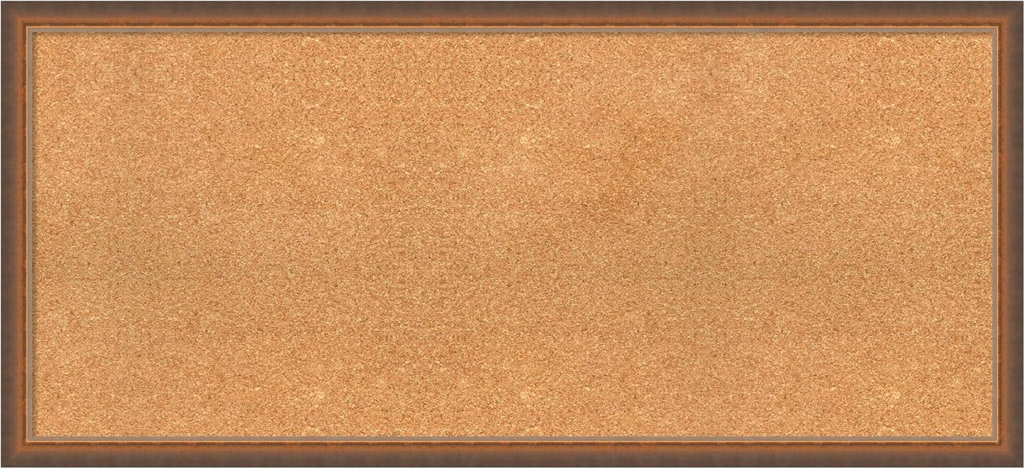 Amanti Art Natural Cork Board for Wall, 20x44 Vision Board with Bronze Frame, Oversize Corkboard Office Decor for Home Organization, Modern Corkboard Pinboard to Display Items for Home Organization