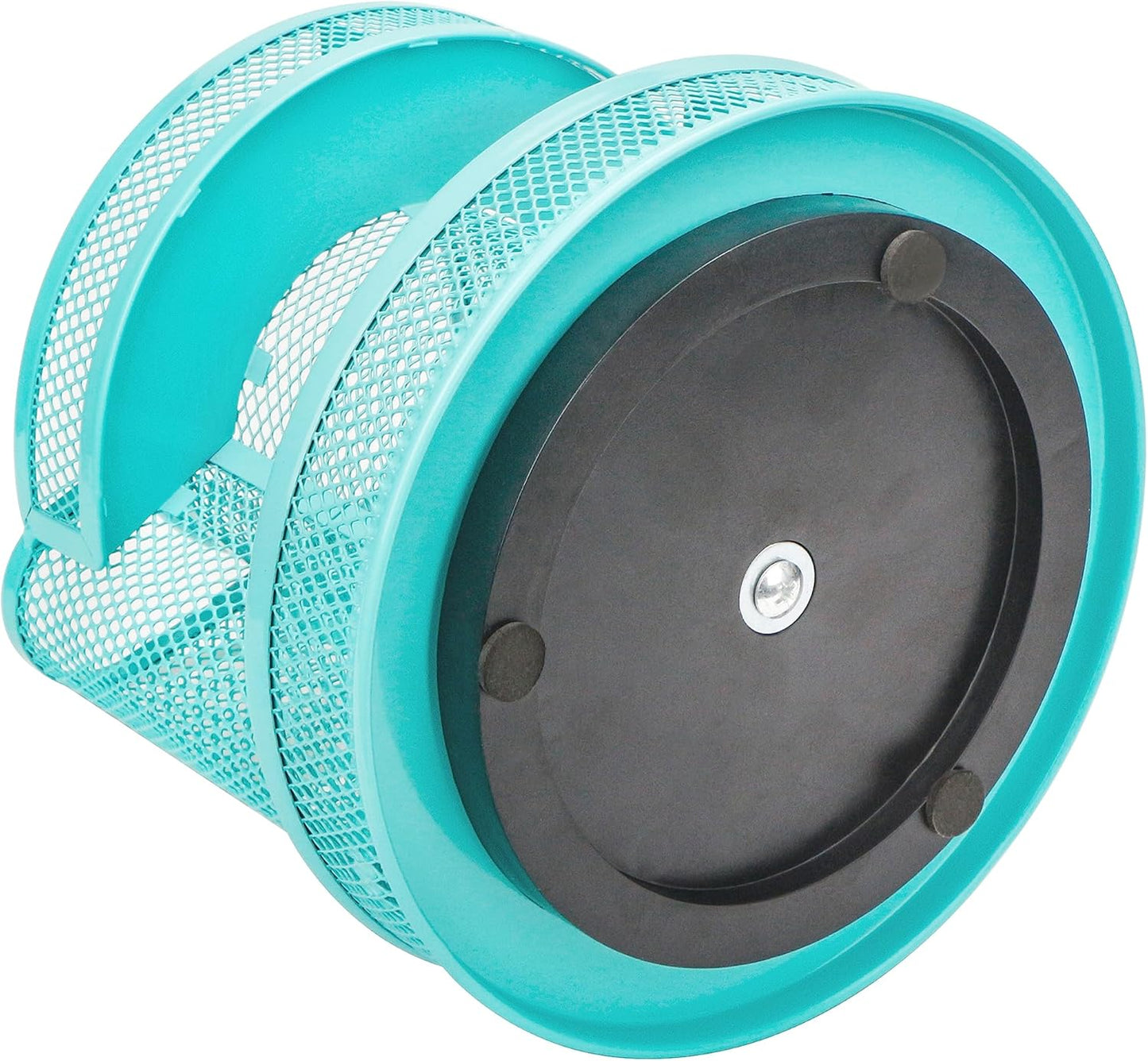 Annova Mesh Desk Organizer Rotate with 5 Compartments Round Spinning Tidy Candy/Pen Holder Desk Accessories Office, Art Supply, Storage, Classroom, Home (Turquoise)