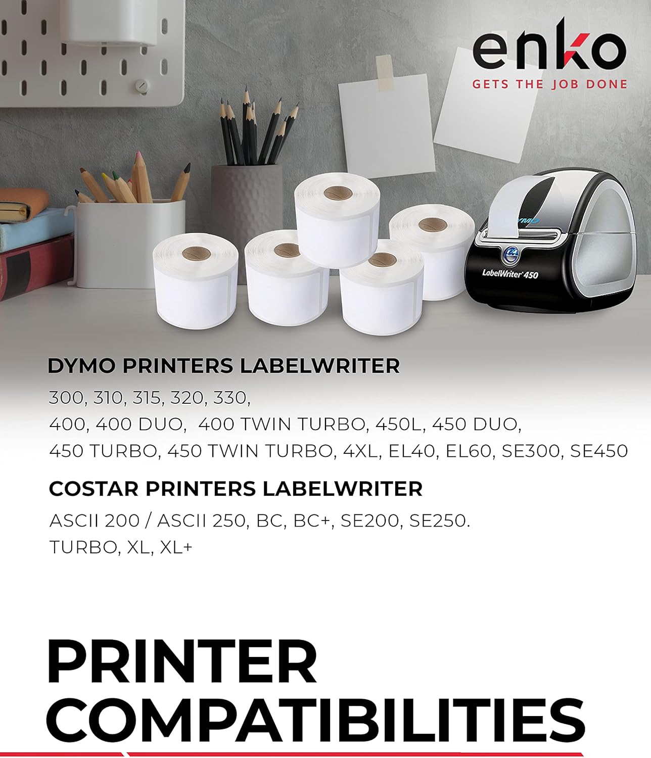 enKo (96 Rolls, 21,120 Labels) Address & Shipping Labels 30323 Compatible for Dymo LabelWriter (2-1/8 x 4")