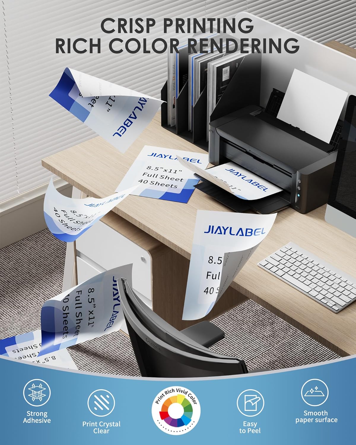 Shipping Label Address Mailing Stickers 8.5 x 11 40 Full Sheets Paper for Inkjet Printer Printable Printing Thank You Labeling to Write on Envelope Storage Bins File Folder Blank White Letter Size