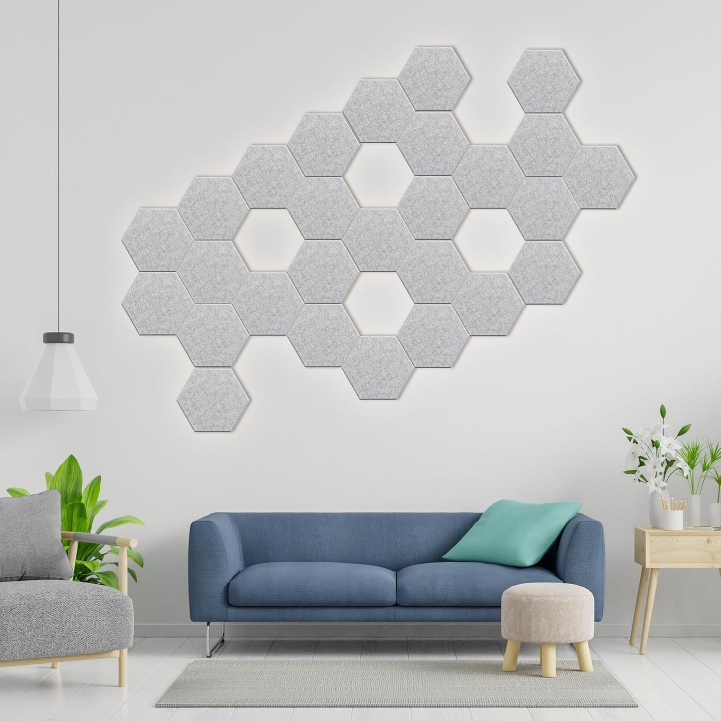 Hexagonal Acoustic Panels-18 Pack High-Density Sound Absorbing Panels 12"X10"X0.4" for Enhanced Noise Reduction, DIY Design, Idea for Studios, Offices, and Home Theaters(Silver Gray)