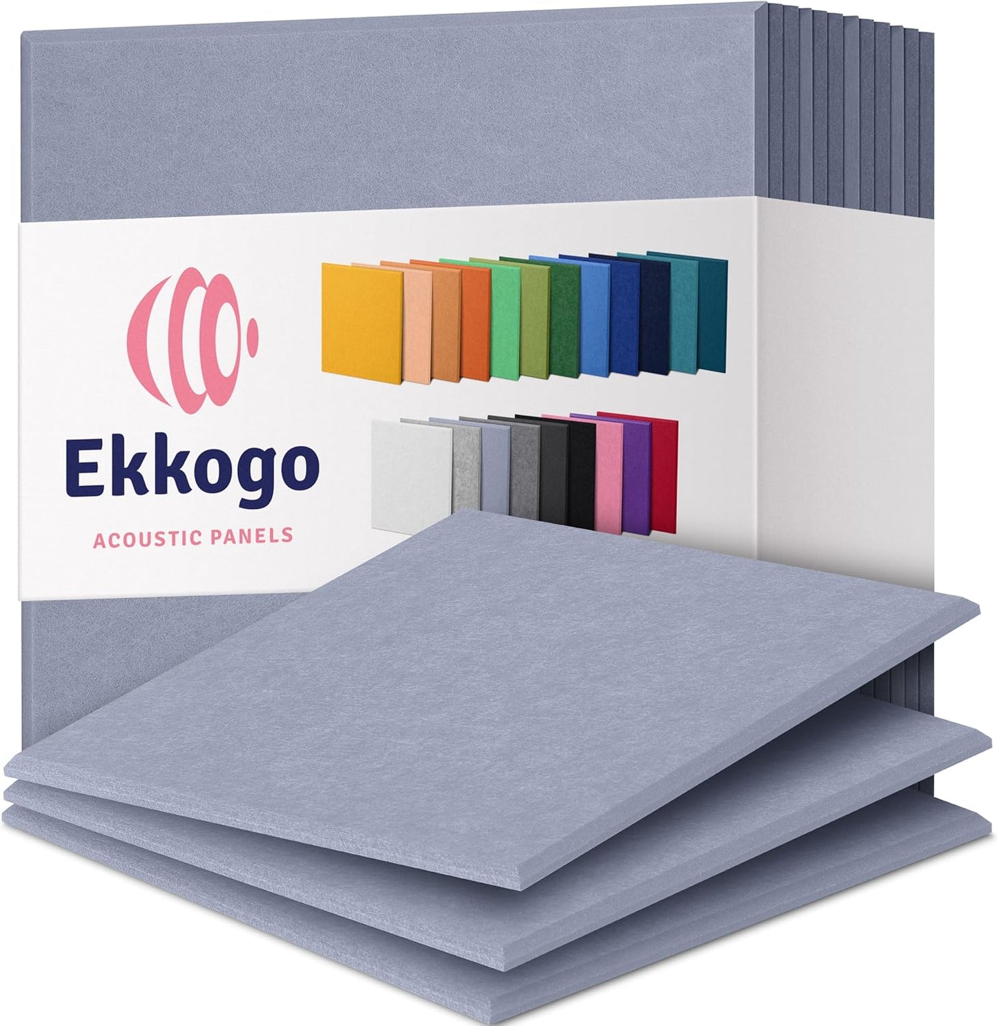 Acoustic Panels 12-Pack - 12"X12"X0.4" Sound Panels - High Density Sound Dampening - Dusky Gray Square