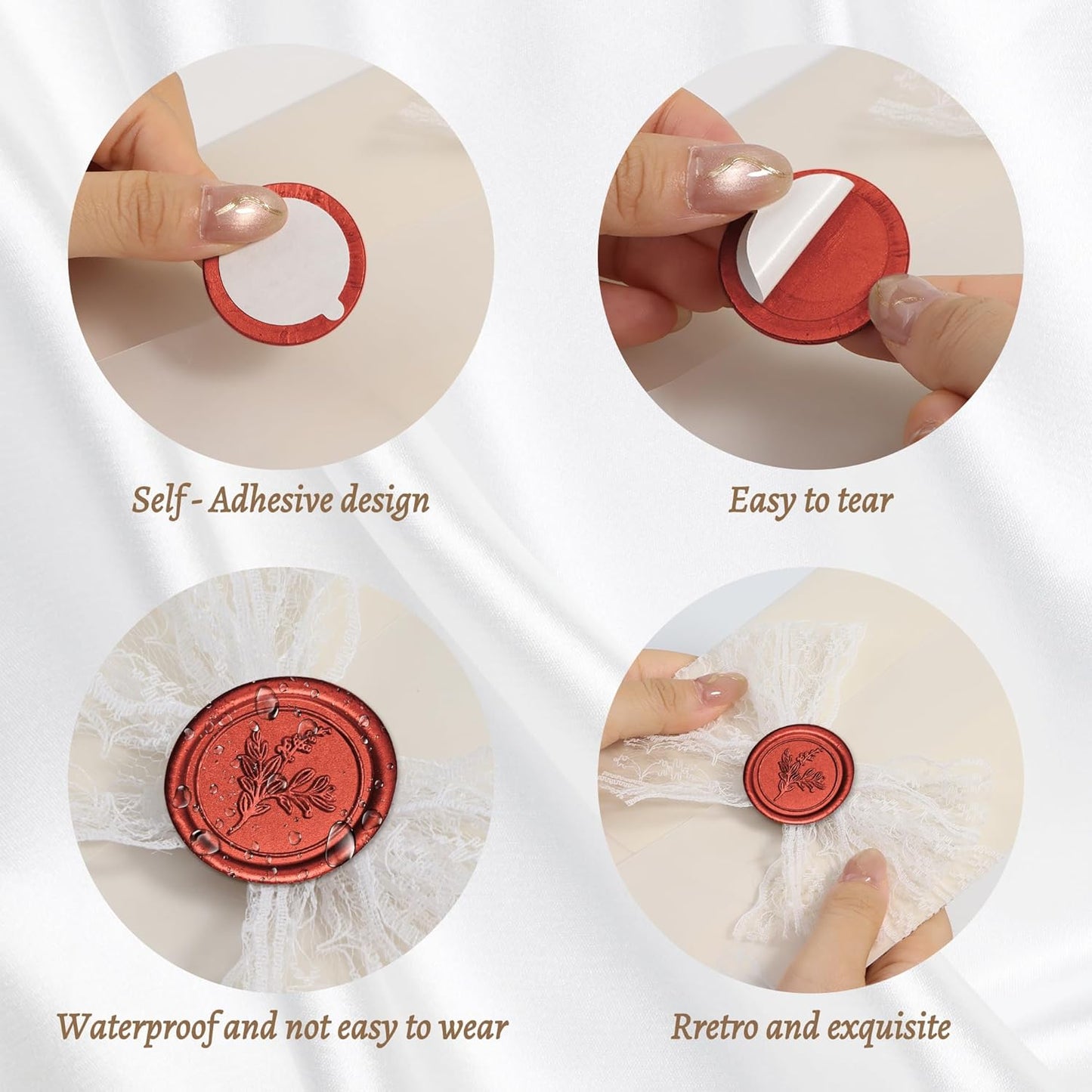 Handmade Wax Seal Stickers - Wedding Invitation Envelope Seal Stickers, 25 Pcs Self- Adhesive Stickers, Perfect for Invitation, Christmas, Gift Wrapping (Ivy Style, Red Wax)