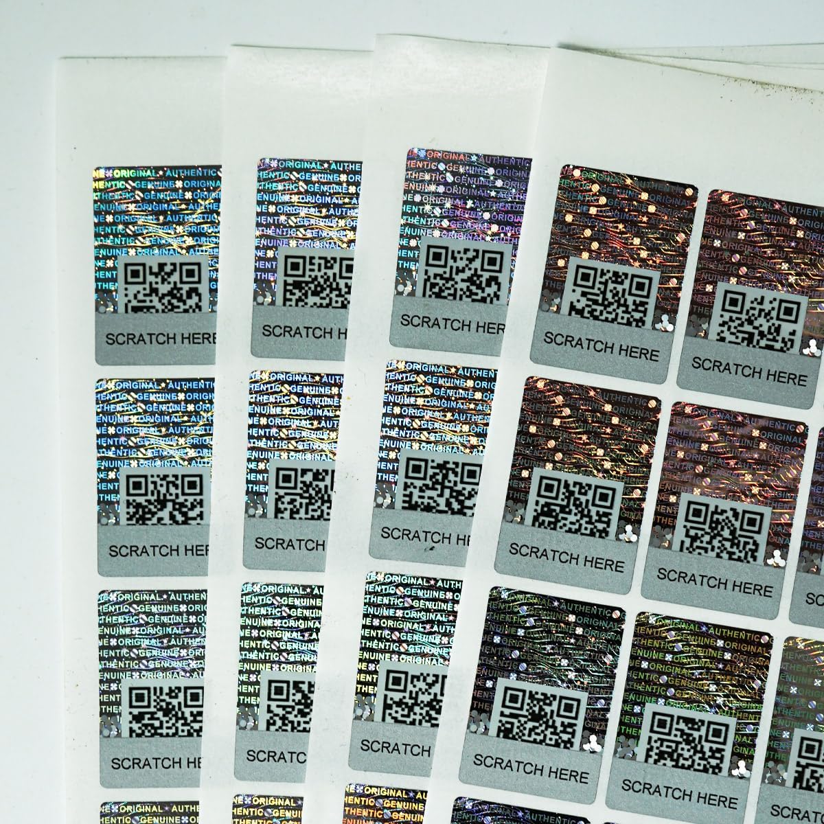 Anti-Counterfeit Packaging Authentic Hologram Labels Silver QR Code Stickers Security Seals Genuine Tags Unique Random Serial Number 1X0.7 inch Holographic Stickers (480pcs)