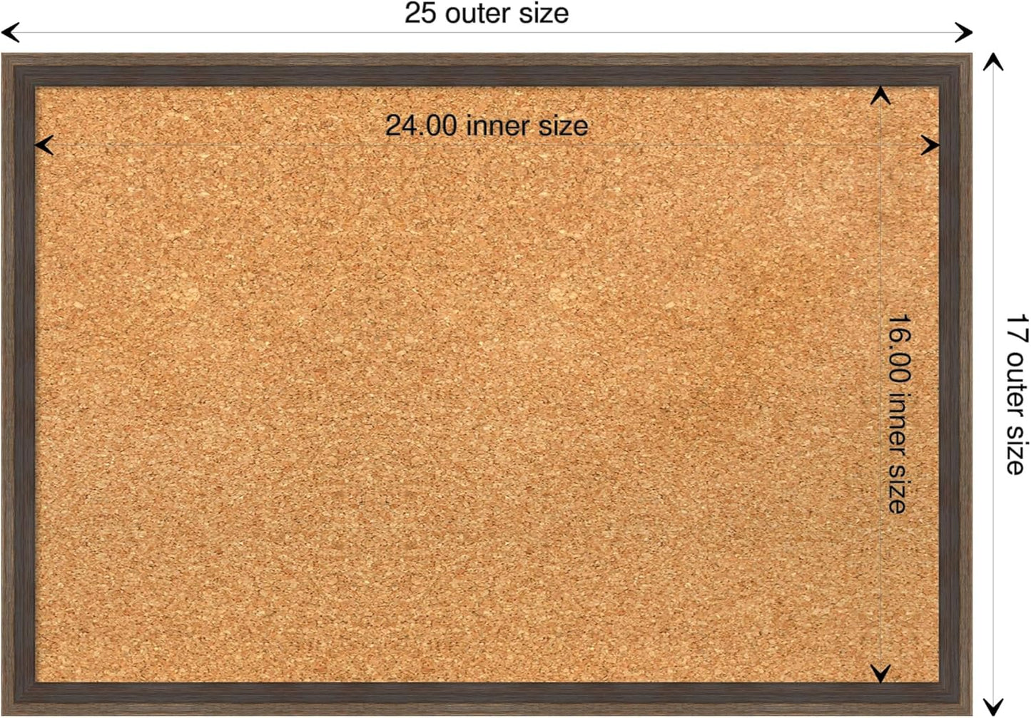 Amanti Art Natural Cork Board for Wall, 17x25 Vision Board with Brown Wood Frame, Medium Corkboard Office Decor for Home Organization, Modern Contemporary Corkboard Pinboard to display items for home