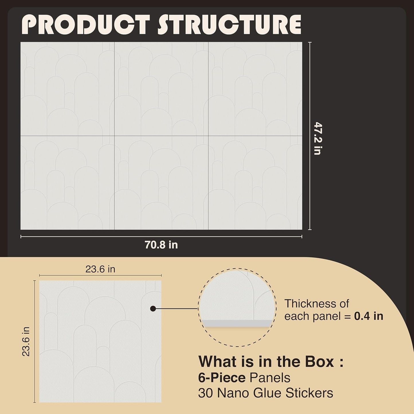 6 PCS Acoustic Panels, 23.6x23.6 Inch Sound Absorbing Panels, Decorative Acoustic Wall Panels for Recording and Home Studio, Office with Double-Sided Adhesive Tape