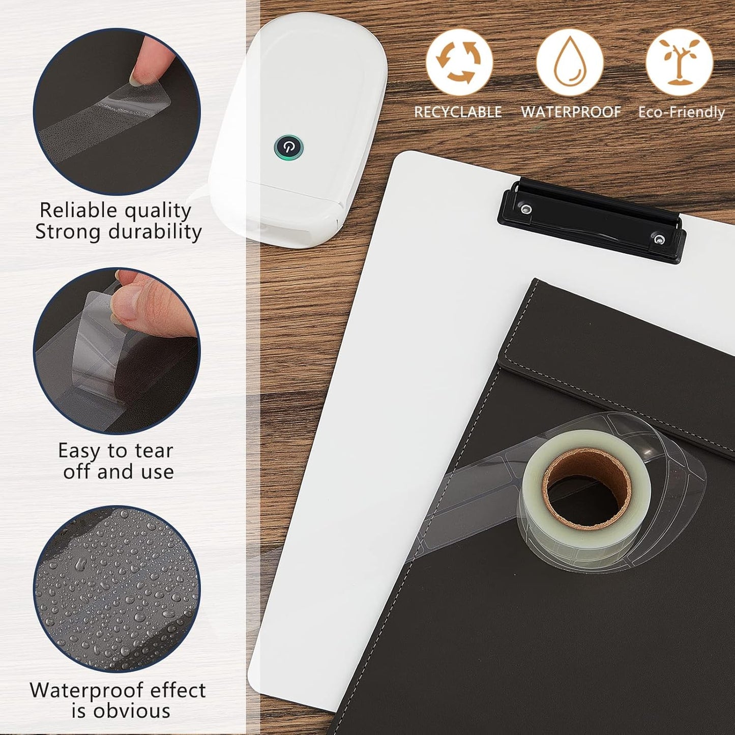 Zonon 500 Pcs Clear Labels Label Protector Clear Stickers Wafer Seals Waterproof Labels for Protecting Barcodes, Numbers and Stickers (0.59 x 2.16 Inch,Rectangle)