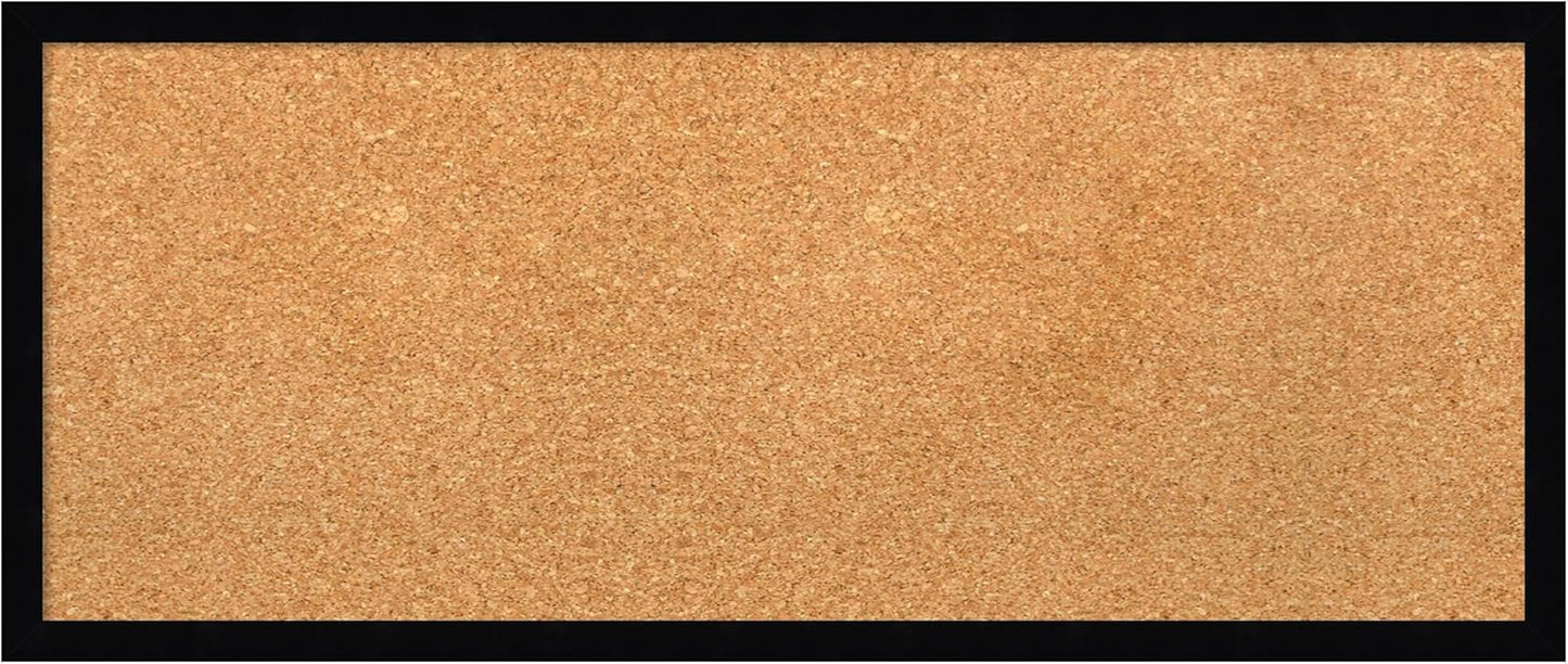 Amanti Art Natural Cork Board for Wall, 13x31 Vision Board with Black Wood Frame, Medium Corkboard Office Decor for Home Organization, Modern Contemporary Corkboard Pinboard to display items for home