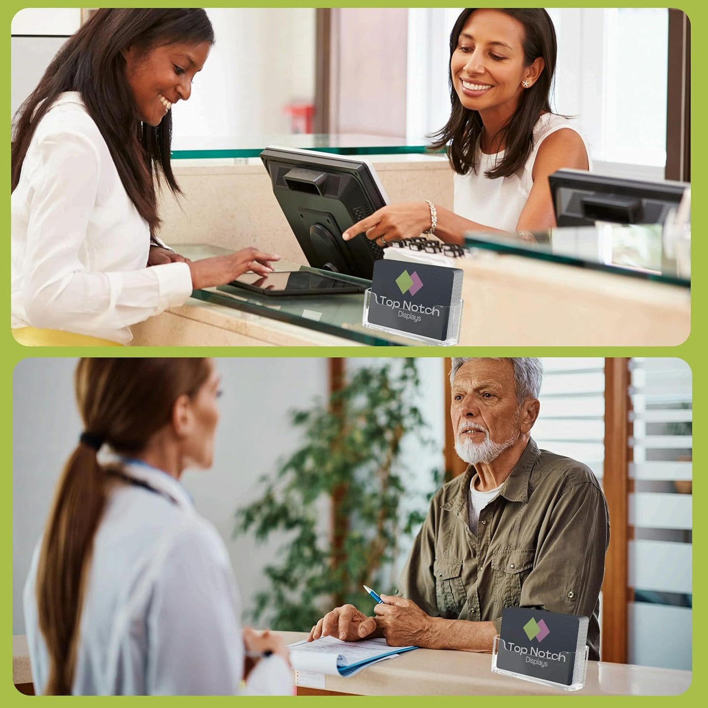 Acrylic Business Card Holder for Desk - Gift & Business Card Display Stand, Sleek & Durable Card Holder Display for Office, Home & Retail Use, Fits 50 Business Card, 12 Pack - Clear