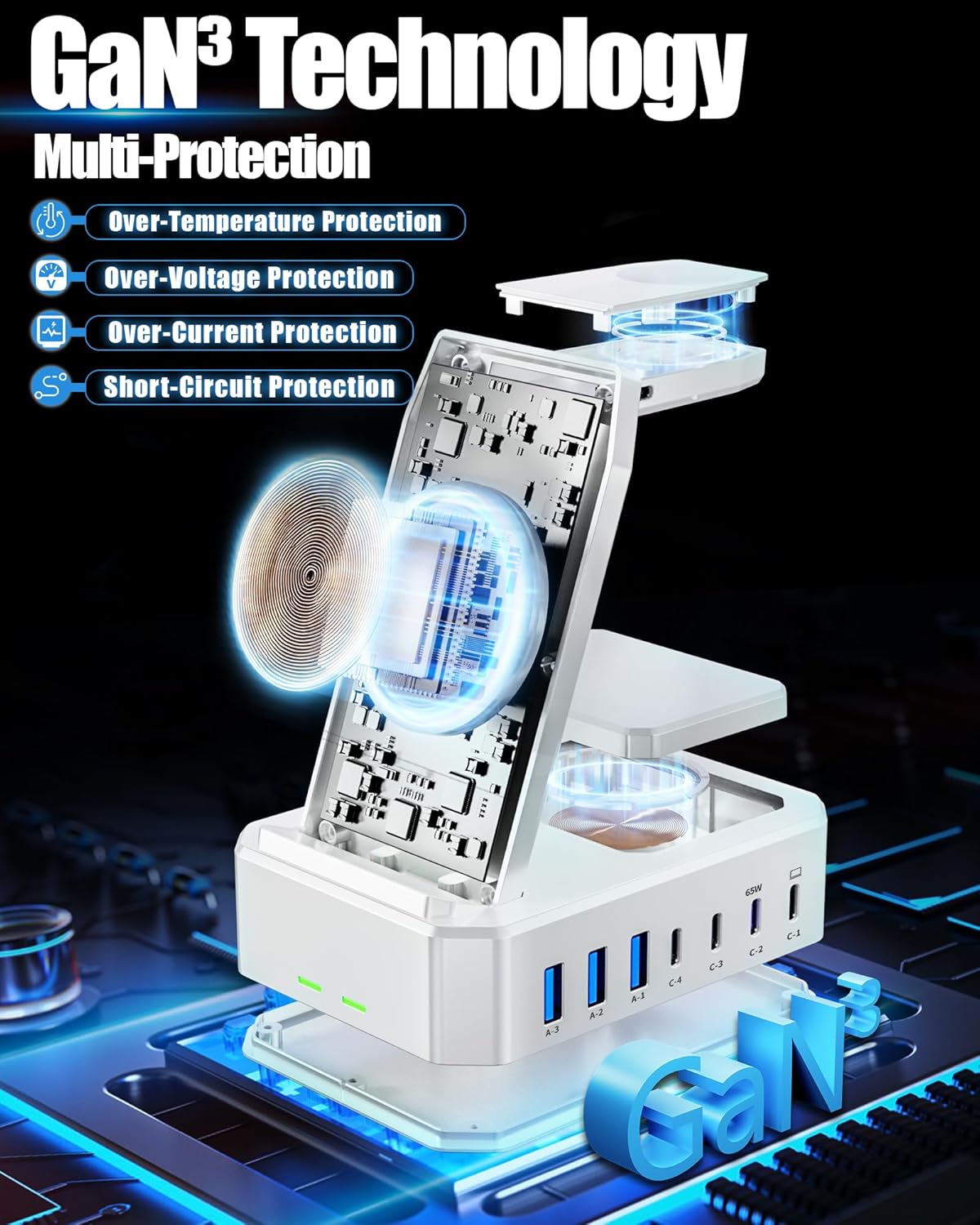 300W Wireless Charger for Samsung,Zutspzss 10 in 1 Wireless Charging Station, 65W USB C Fast Charging Stand for Samsung S25 Ultra/S24/S23/S22/Z Fold,Galaxy Watch Ultra7/6/5,Galaxy Buds,White