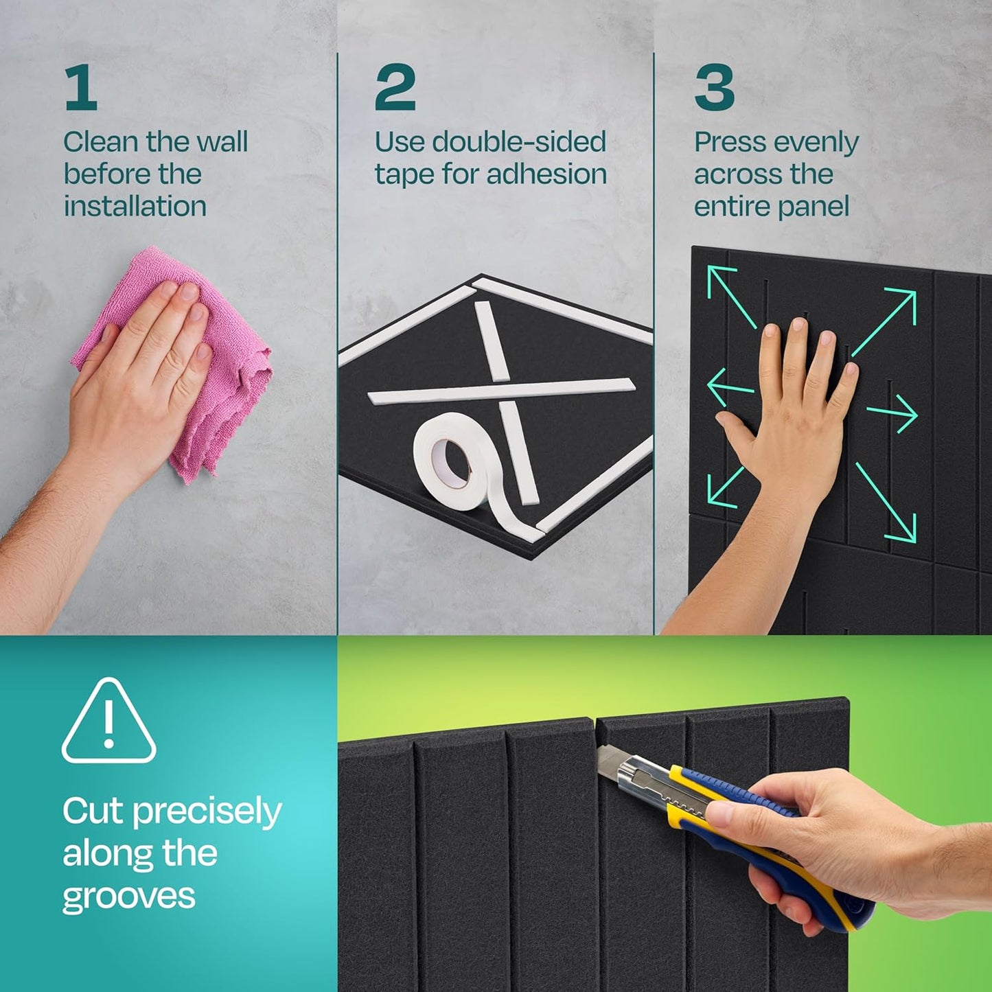 Acoustic Panels 12-Pack Soundproof Wall Panels 12"x12"x0.4" Decorative Sound Dampening for your Home, Office, Studio, Bedroom & More with Unique LineWave Carving [Dark Gray]