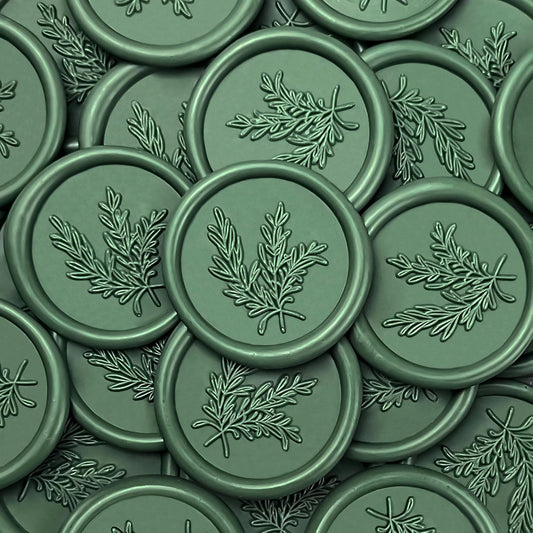 25Pcs Wax Seal Stickers Handmade Envelope Seals Self Adhesive Wax Stickers for Wedding Party Invitations, Envelope, Gift Wrap, Christmas(Rosemary Style, Olive Green)