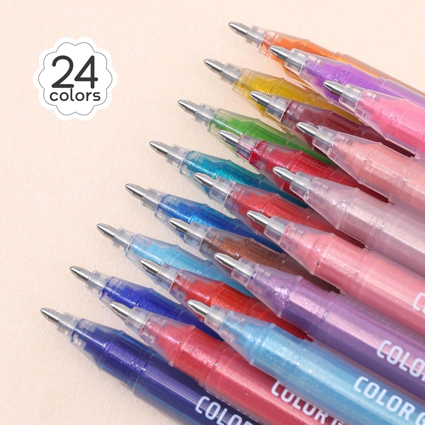 Glitter Gel Pens for Adult Coloring, 24 Colors Special Shining Multi Glitter Gel Pens Colored Set for Drawing, Doodling, Journaling & Creative Art Supplies