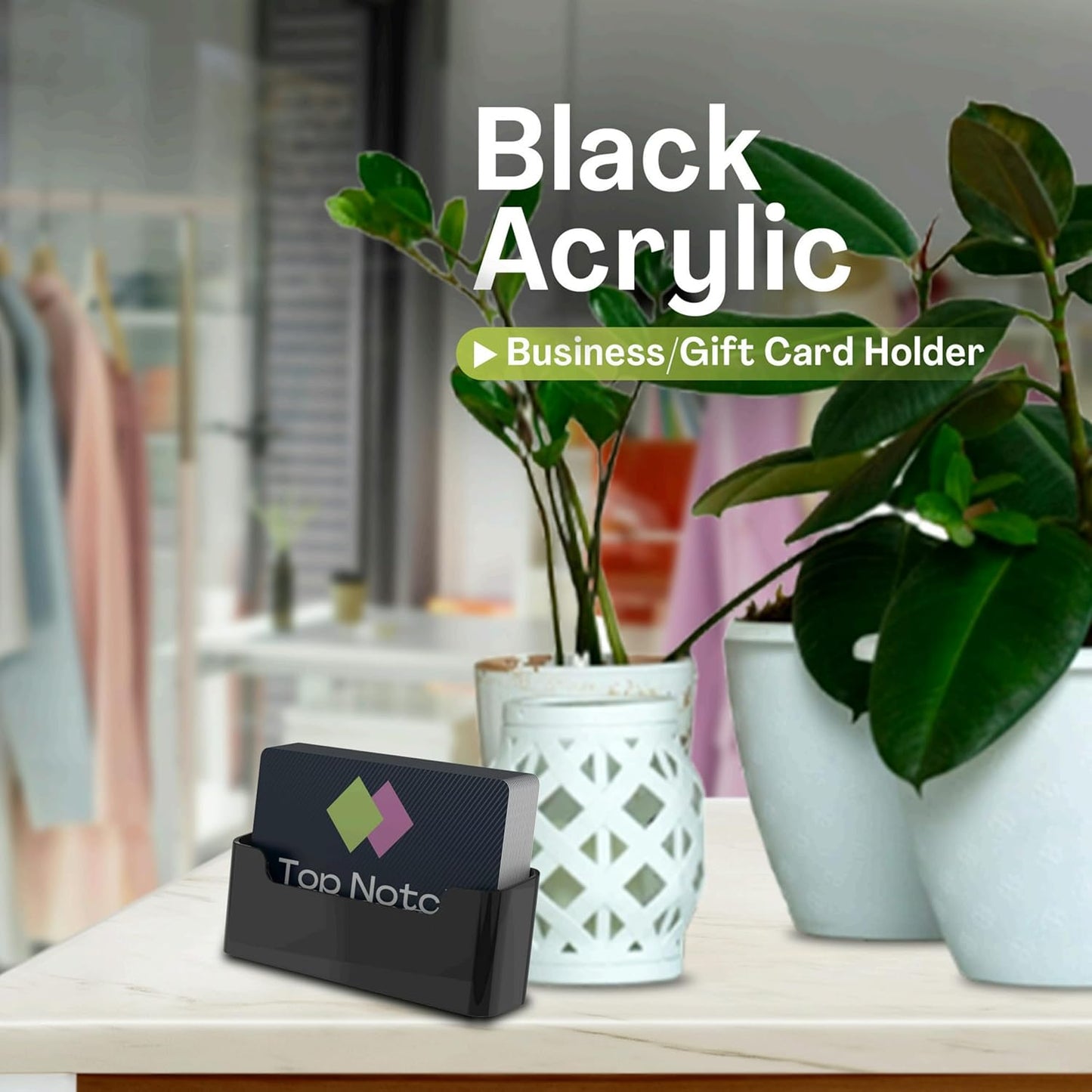 Acrylic Business Card Holder for Desk - Gift & Business Card Display Stand, Sleek & Durable Card Holder Display for Office, Home & Retail Use, Fits 50 Business Card, 24 Pack - Black